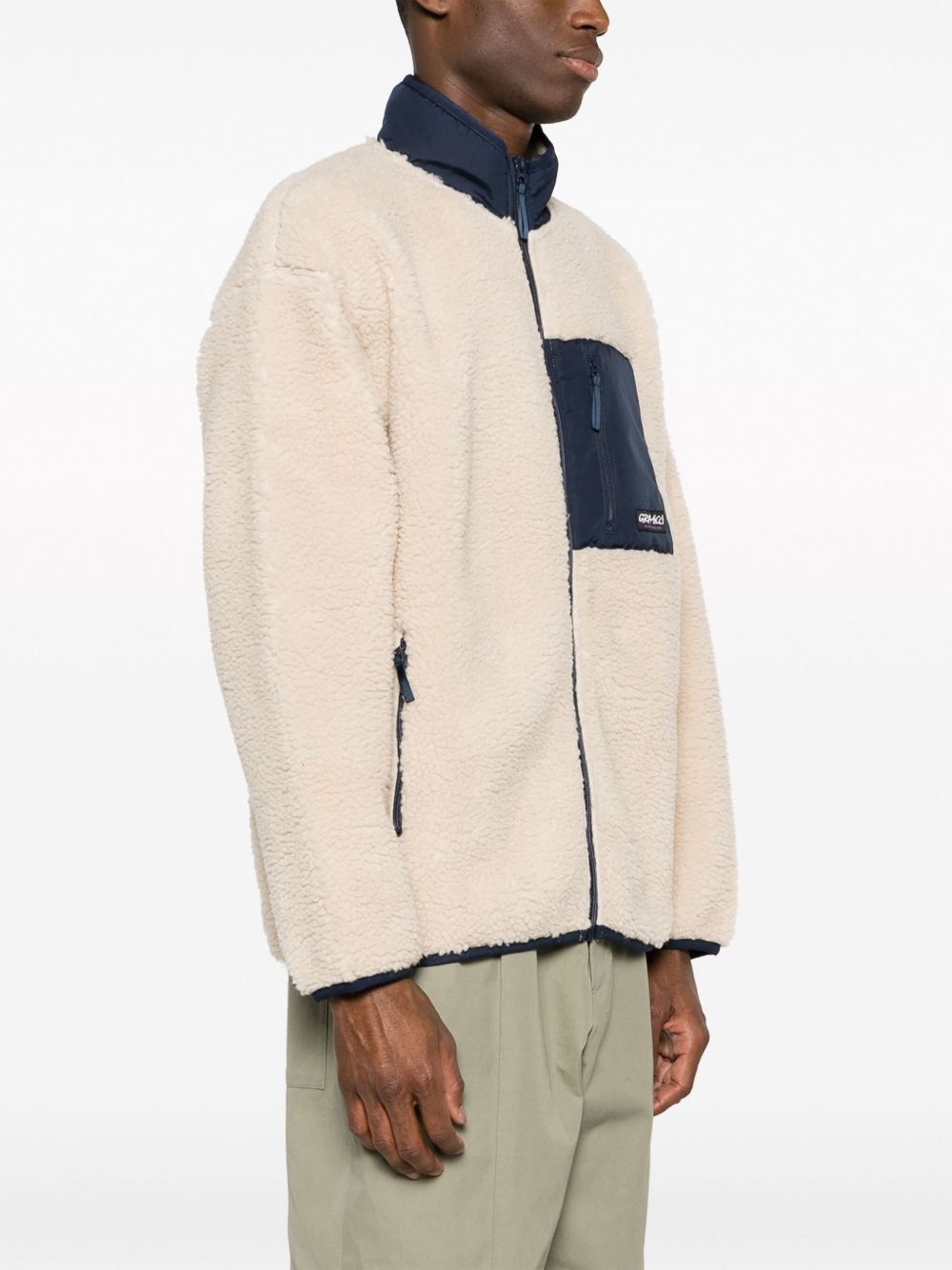 logo-patch fleece jacket - 4