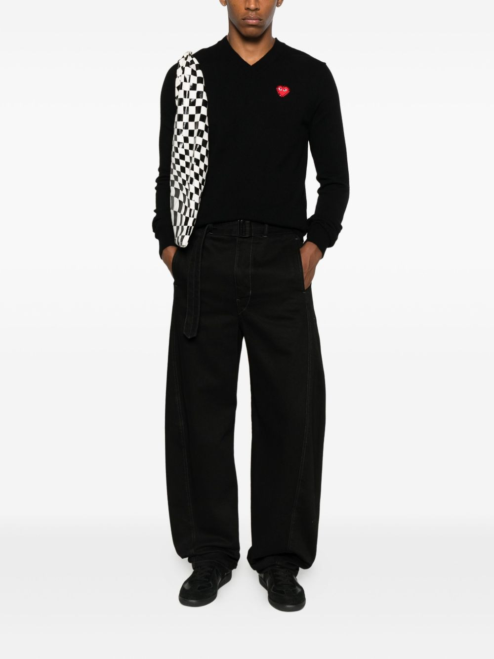 emblem rhinestone-heart sweater - 3