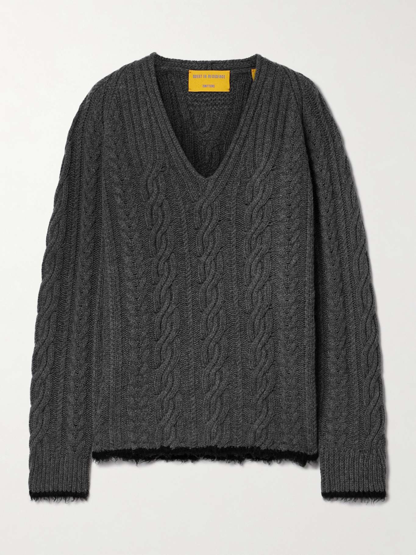 Mia cable-knit wool and cashmere-blend sweater - 1