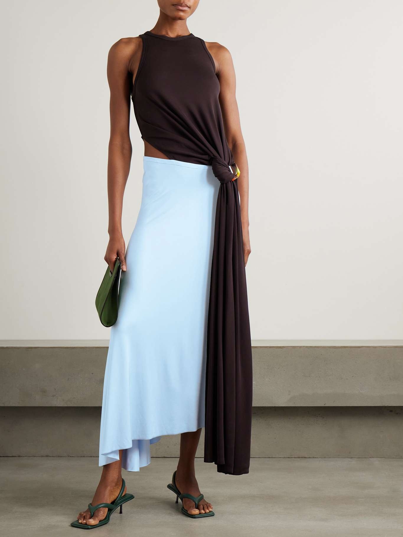 ＜関税込＞Victoria Beckham＊マーメイド ニットドレス BK VB BODY VICTORIA BECKHAM Metallic stretch-knit midi dress