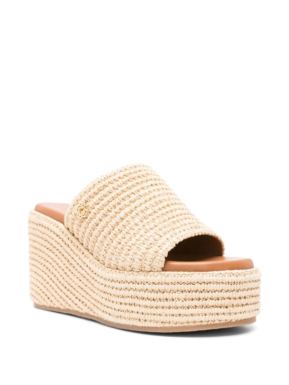 Clover-plaque wedge espadrilles slides - 2