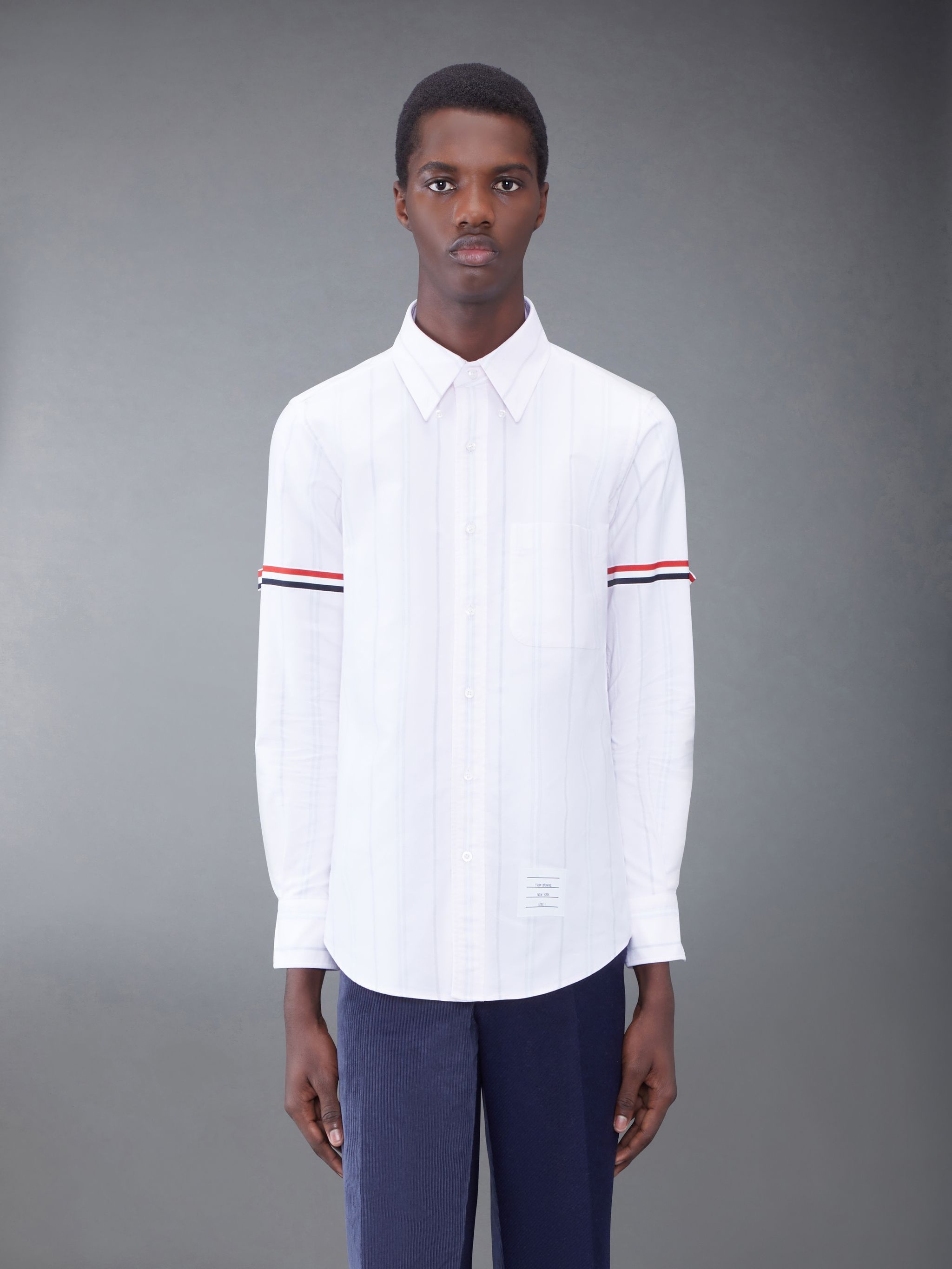 Stripe Oxford Armband Straight Fit Shirt - 2