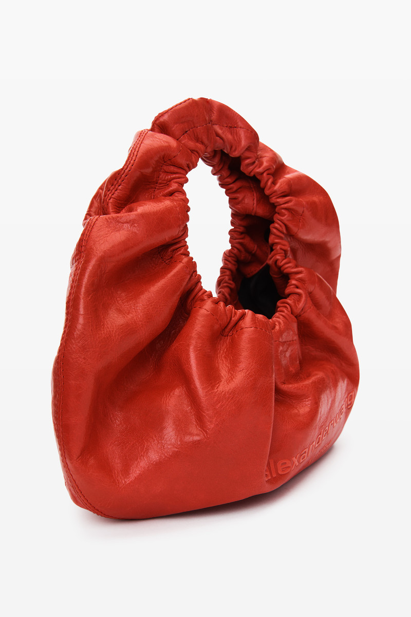 Alexander Wang crescent small handle bag in crackle patent leather w/logo outlook