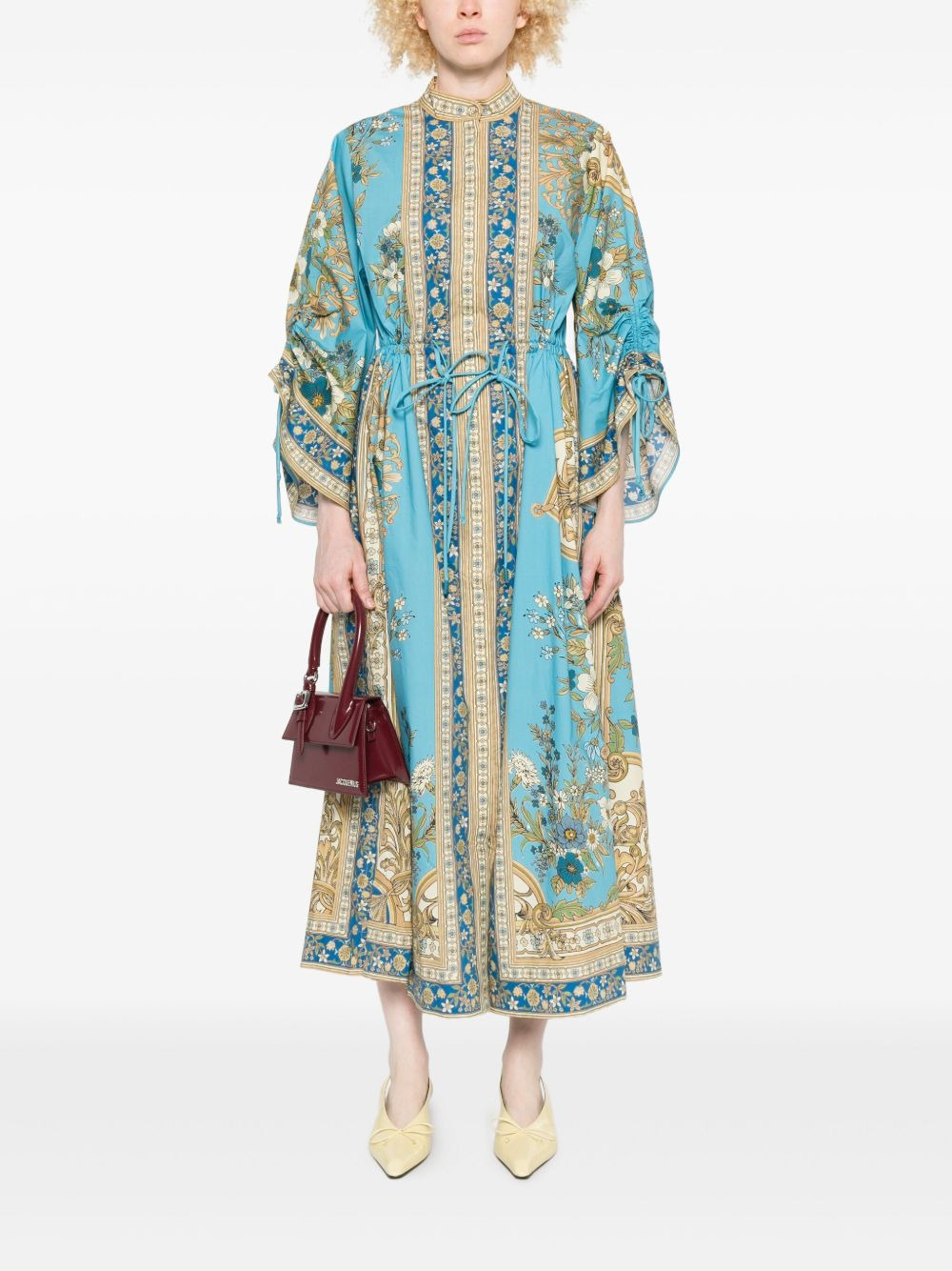 Cassie Pool floral-print drawstring midi dress - 2