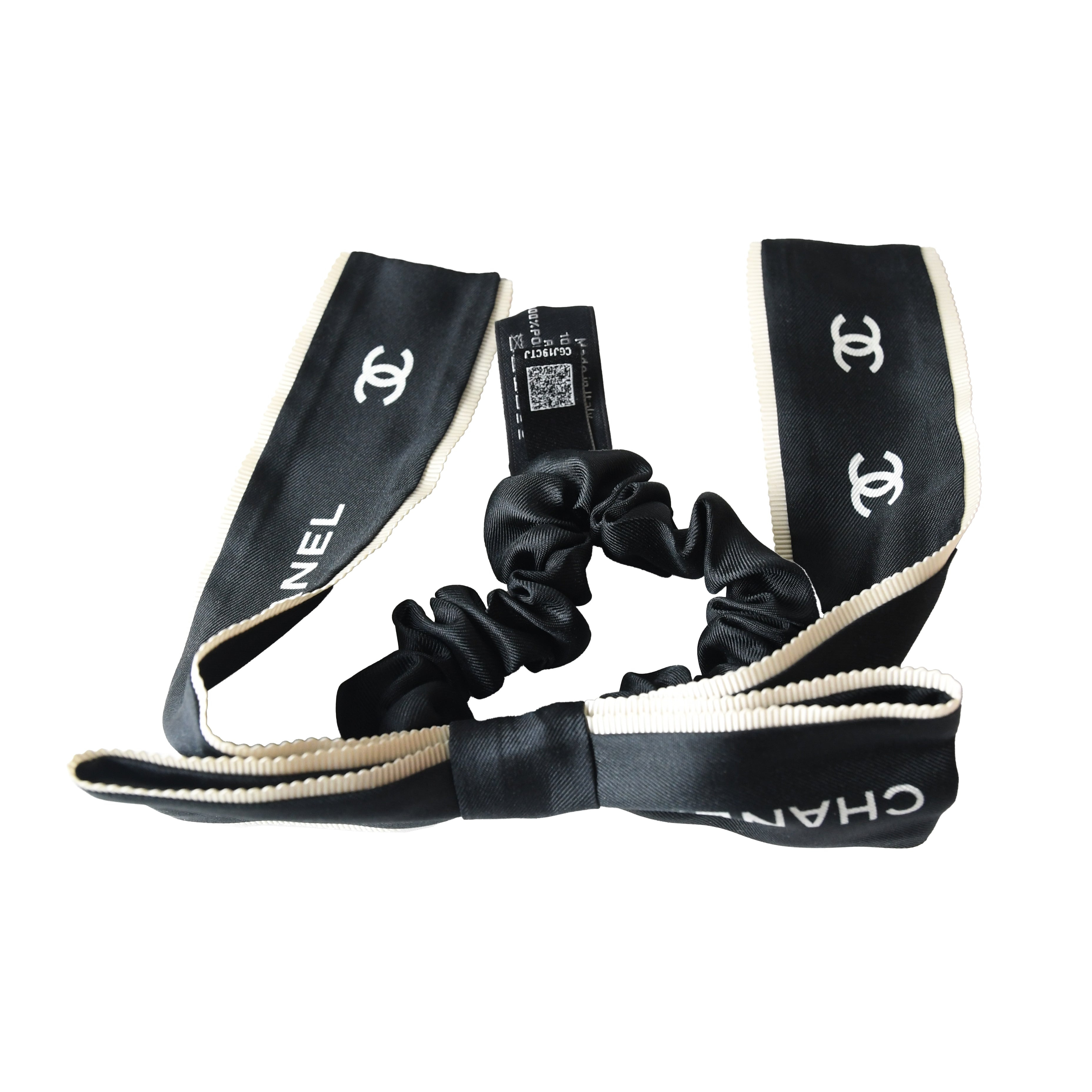 Chanel CC Silk Hair Tie Black - 2