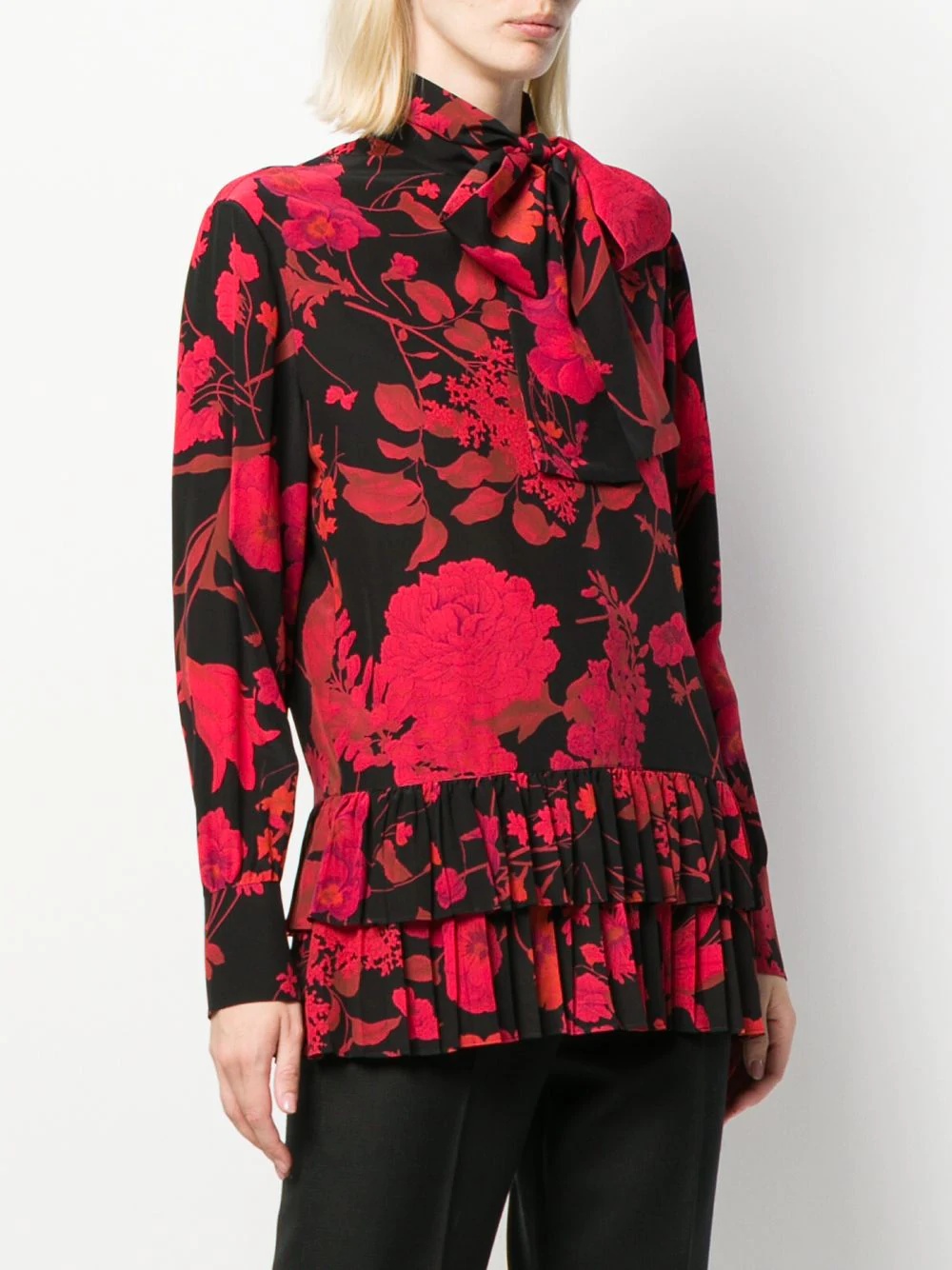 floral print pleated blouse - 3