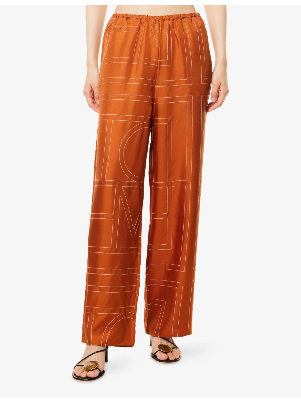 Contrast-Stitch Silk Pyjama-Style Bottoms - 3