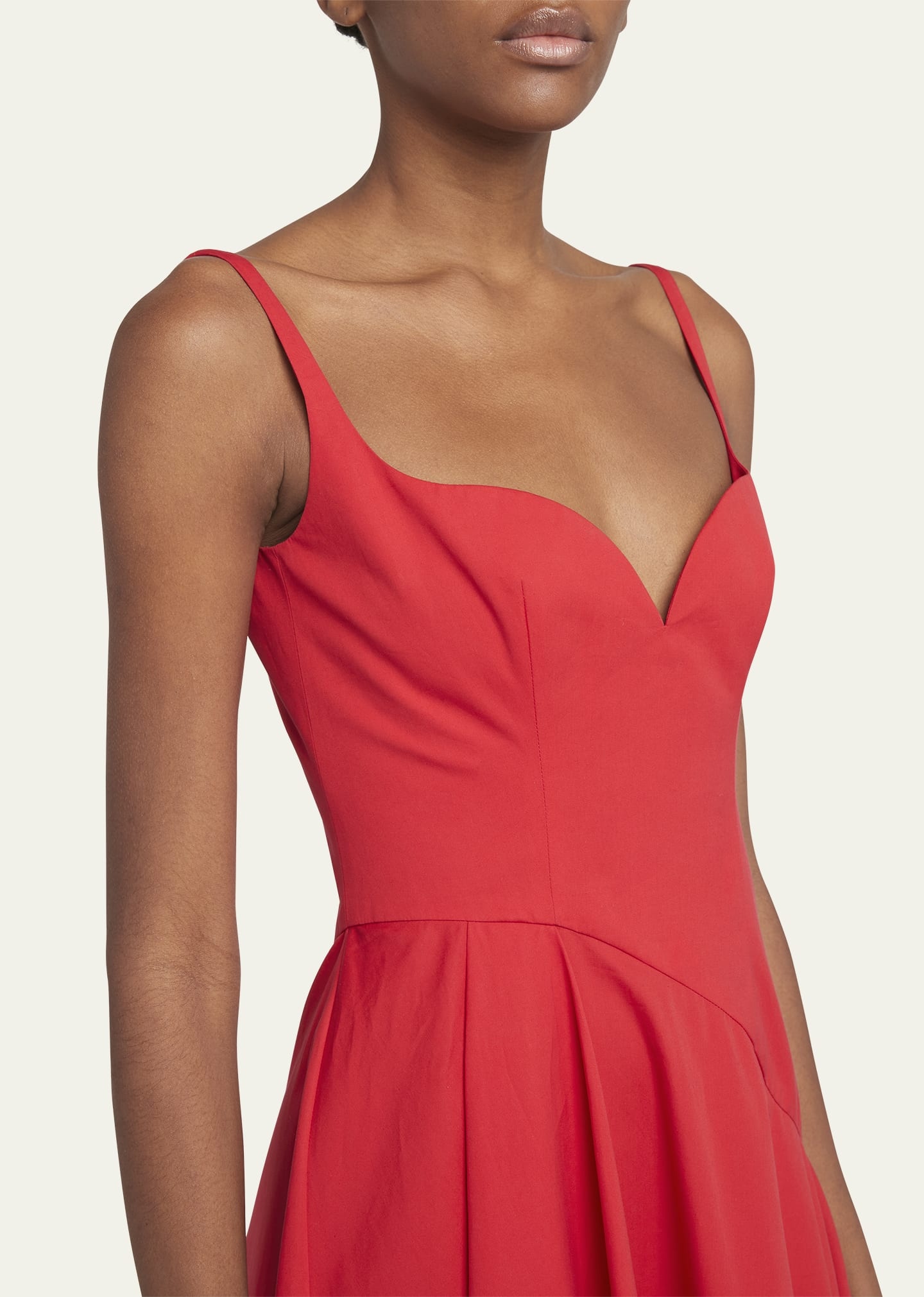 Sweetheart Midi Dress with Asymmetric Skirt - 5