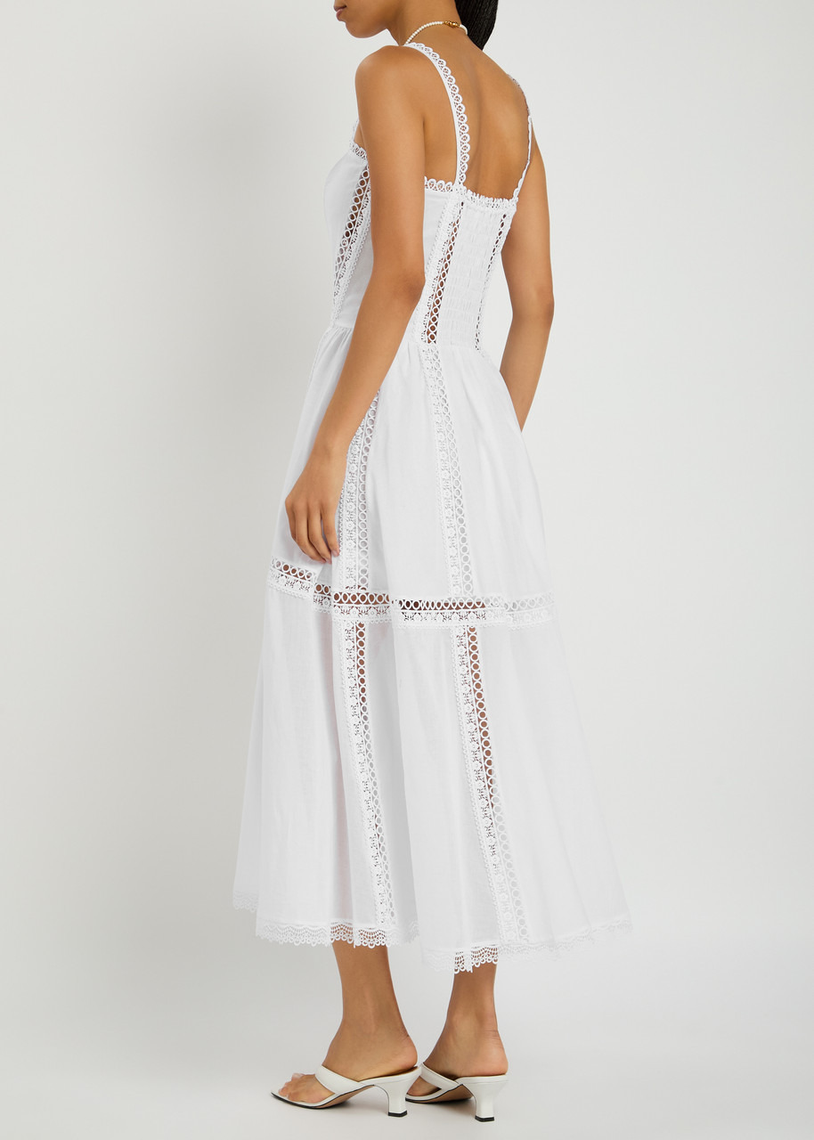 Charo Ruiz Ibiza Dafelle Lace-embellished Cotton-blend Midi Dress - 3