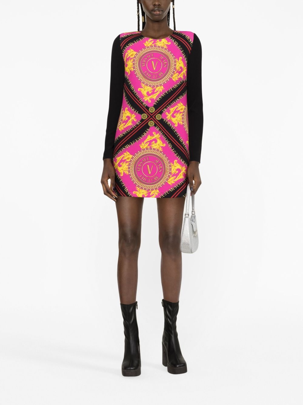 V-emblem chain-print minidress - 2