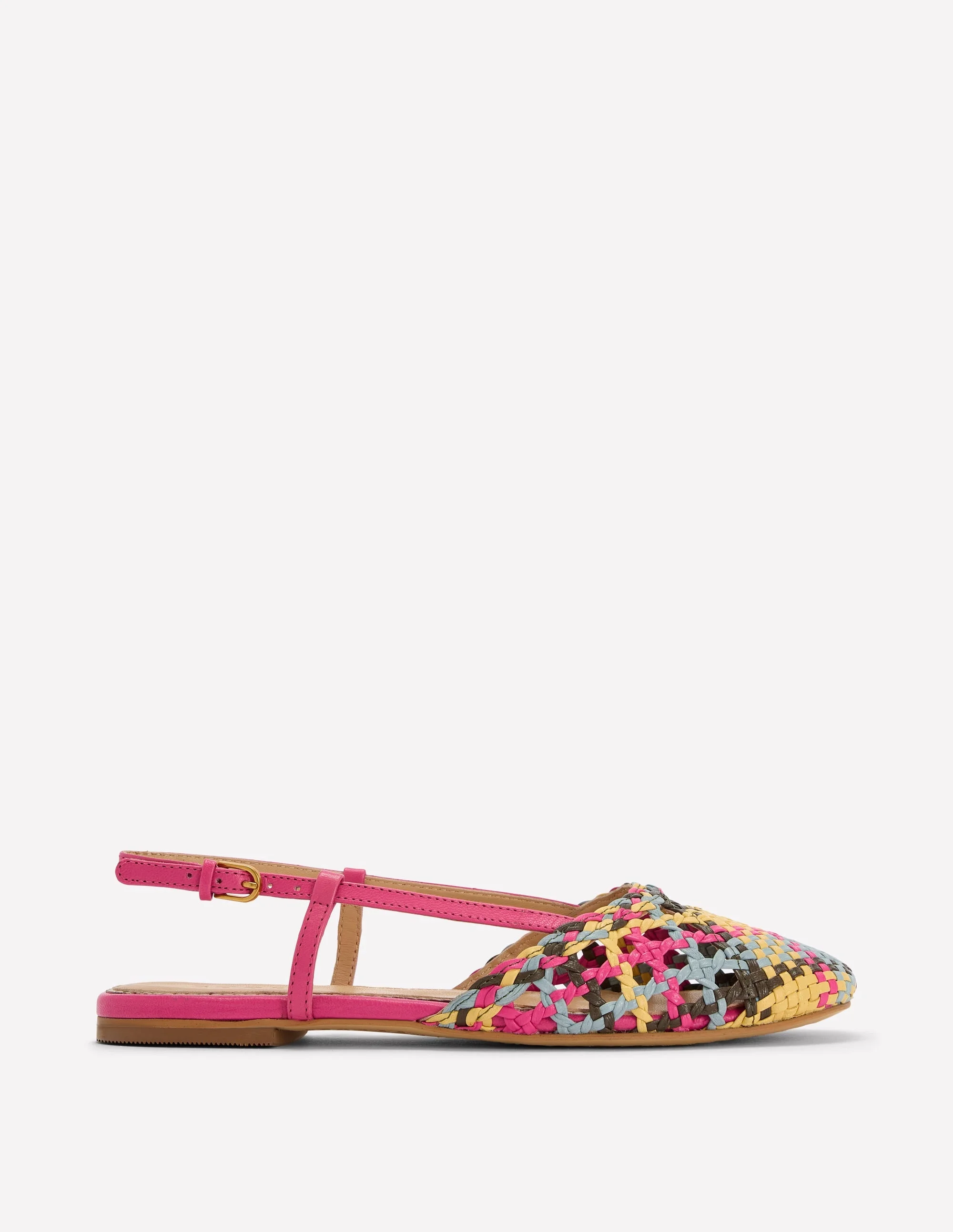 Woven Slingback Flats-Multi Check - 1