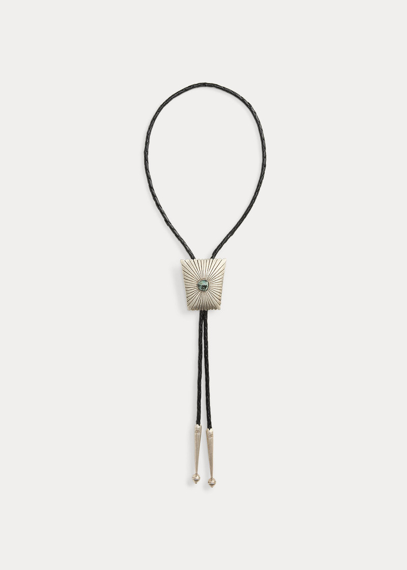 Turquoise & Leather Bolo Tie 1