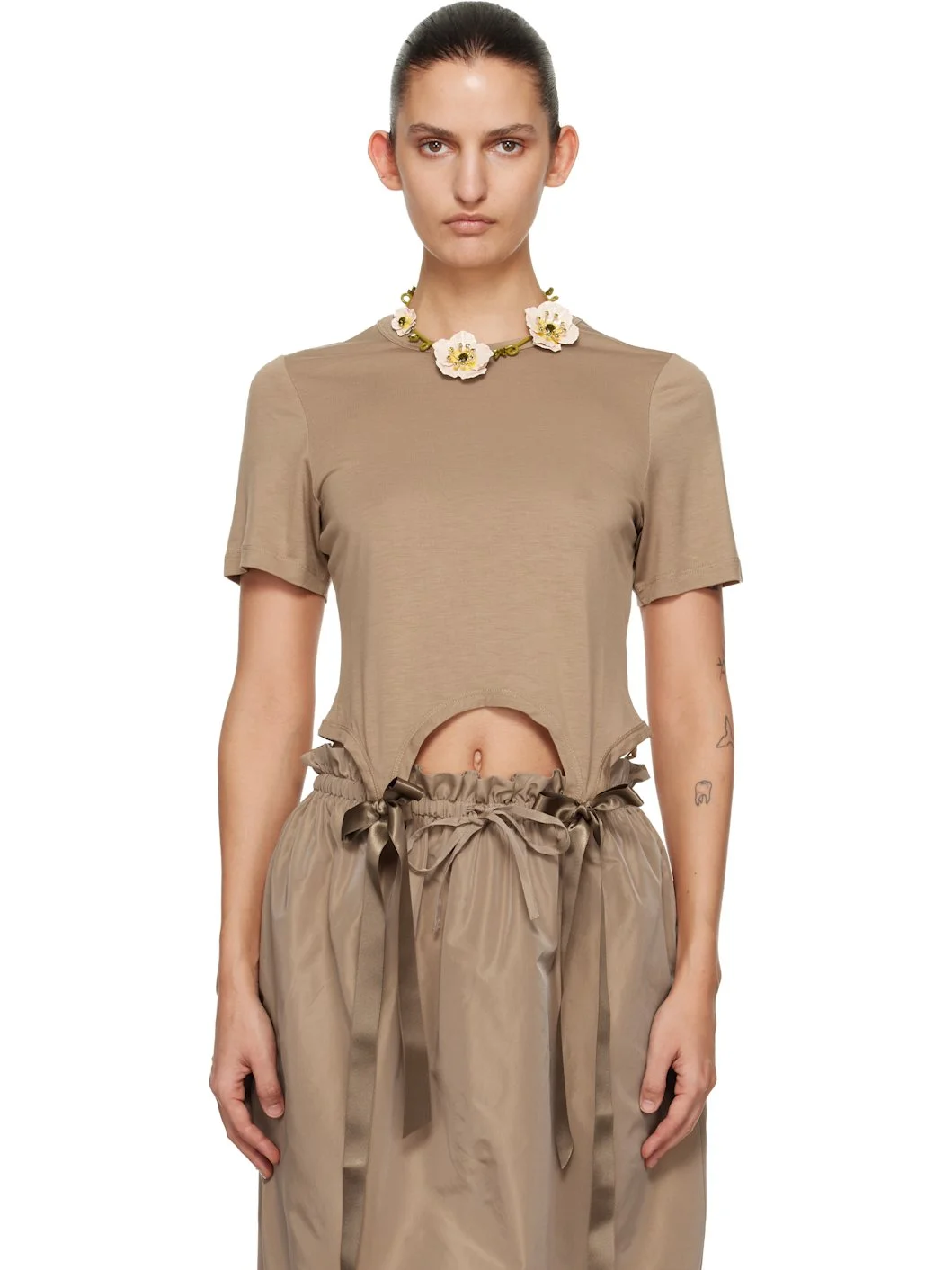Tan Bow Tail Easy T-shirt - 1
