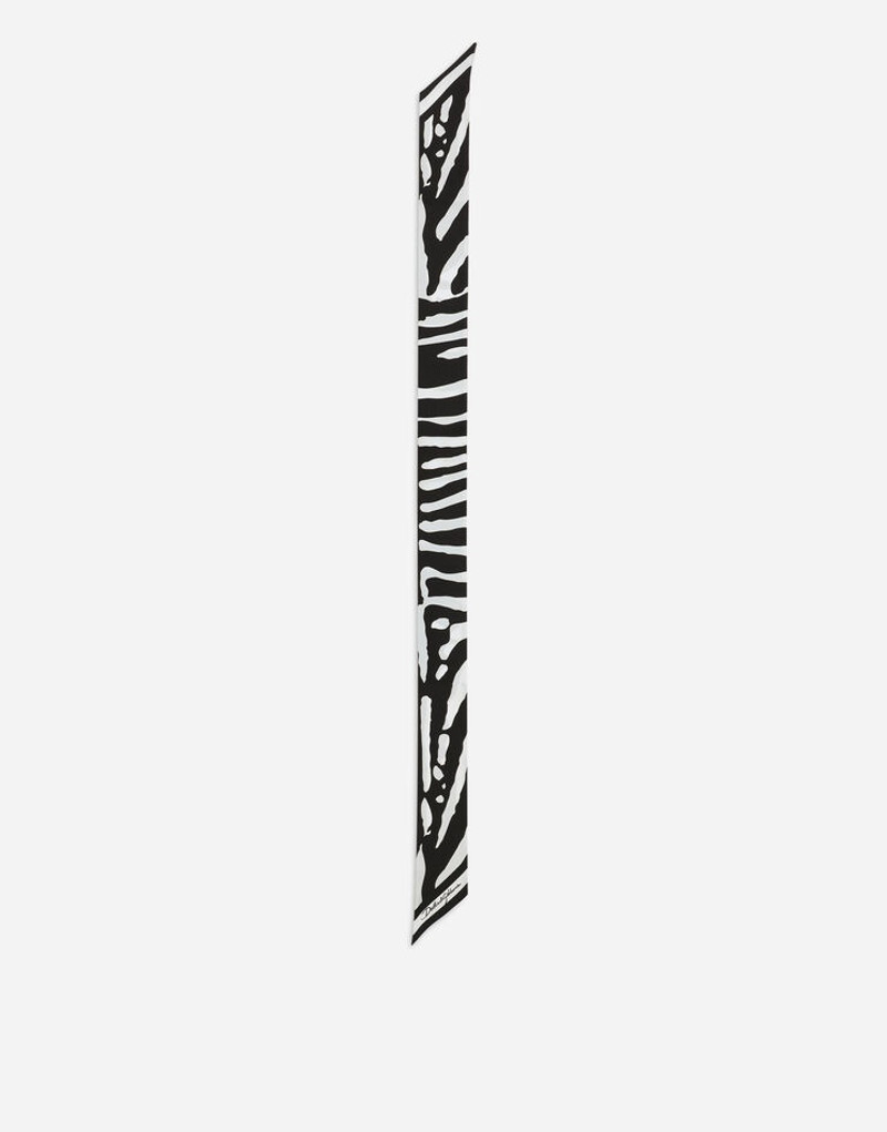 Zebra-print twill headscarf 3