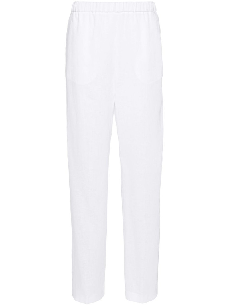 chambray pipe-trim tapered trousers 1