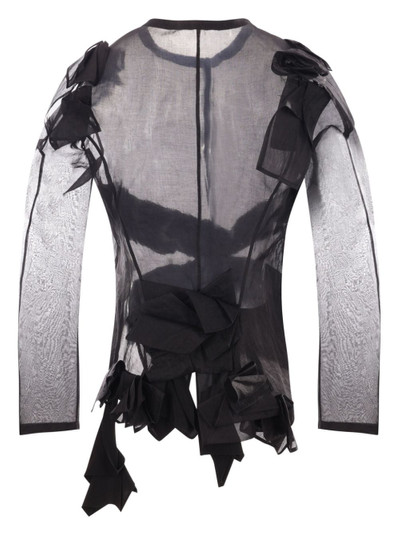 Yohji Yamamoto asymmetric-hem sheer organza top outlook