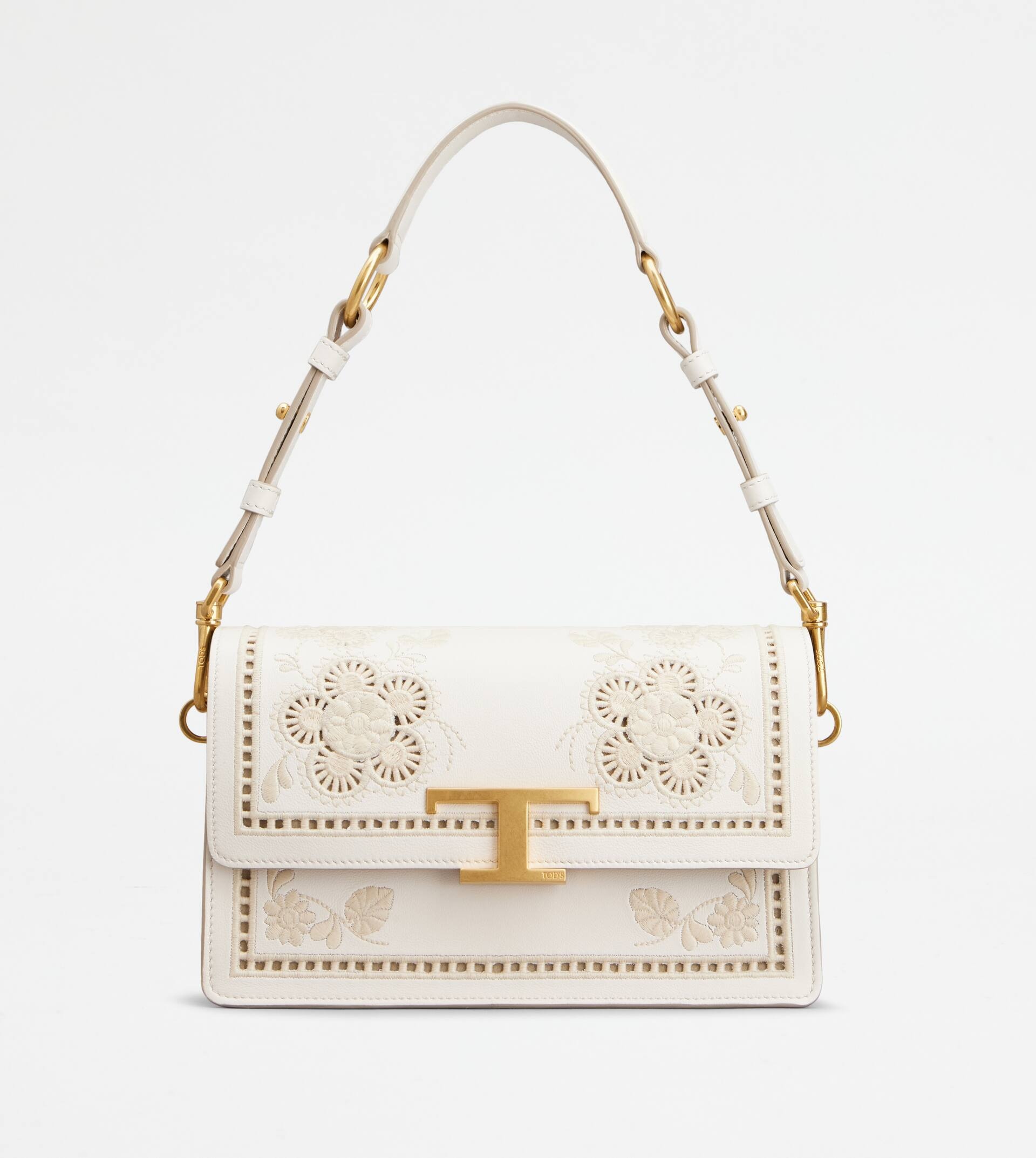 T TIMELESS SHOULDER BAG IN LEATHER MINI - WHITE - 1