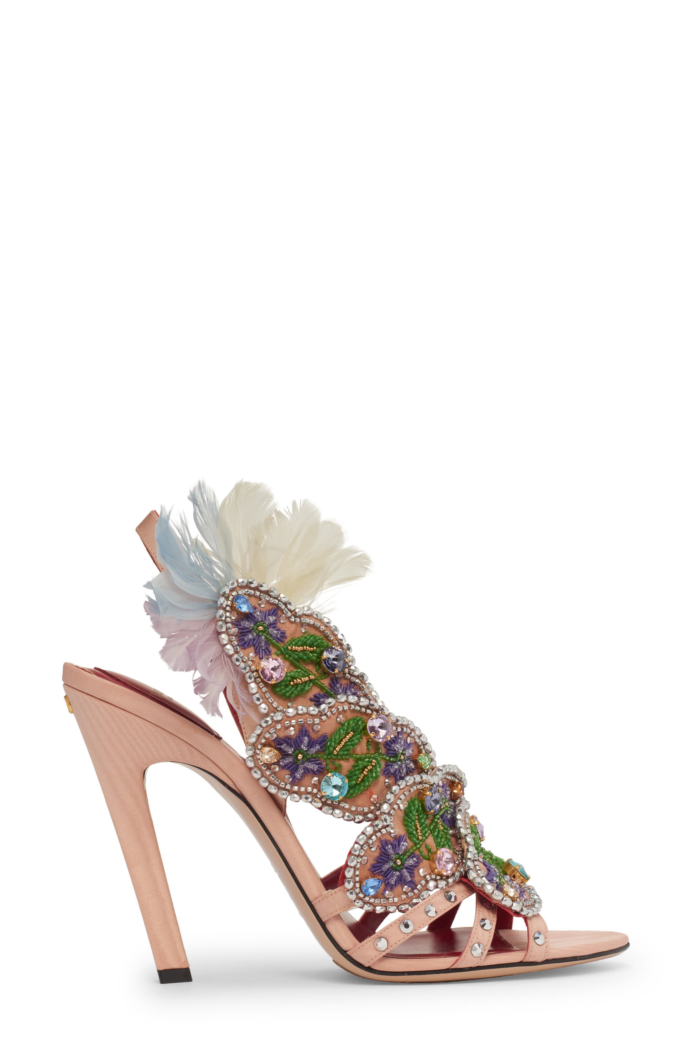 Valentino Crystal Leaves Sandal in Aau Nude Couture/skin Sorbet at Nordstrom - 3