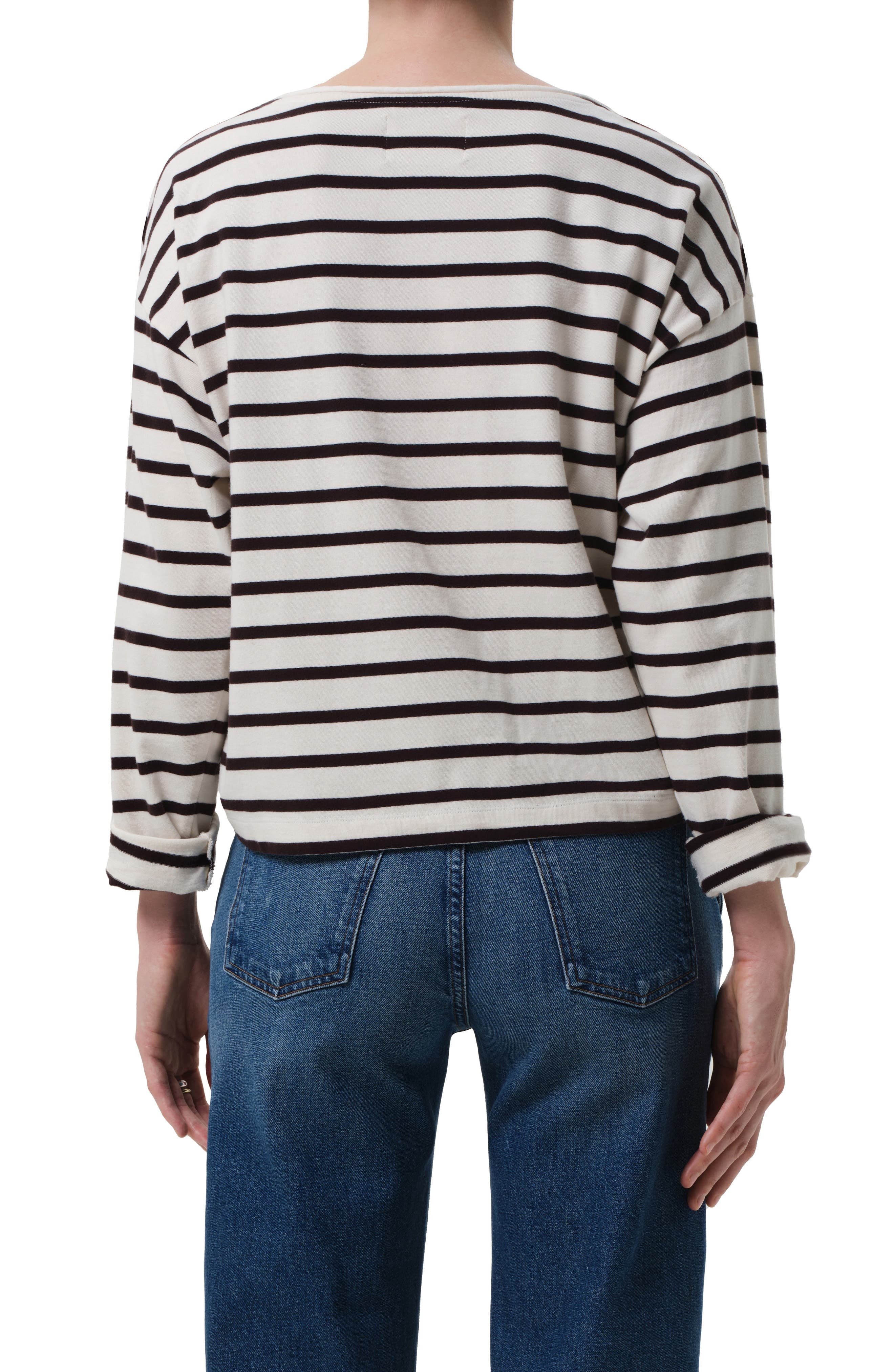 Citizens of Humanity French Sailor Stripe Boat Neck Top in Chocolate Stripe at Nordstrom - 2