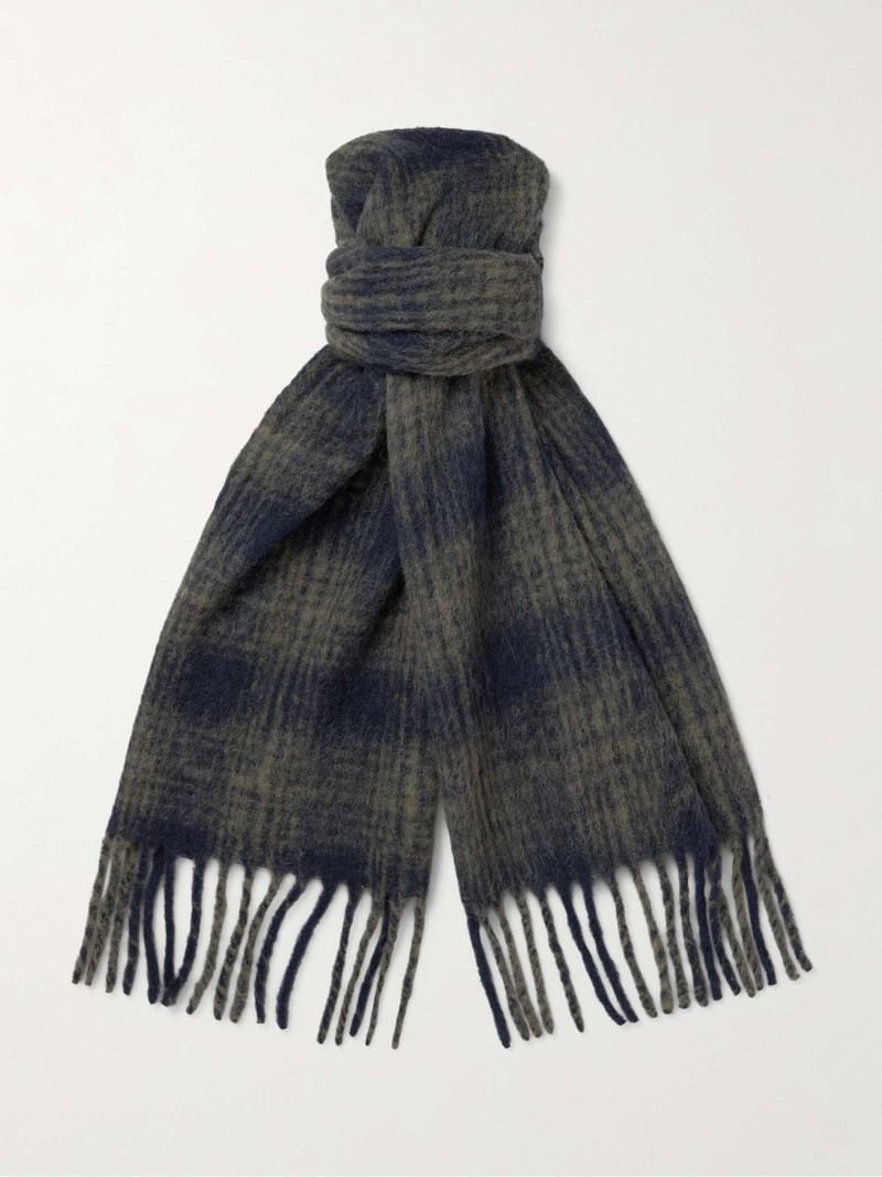 Fringed Checked Alpaca-Blend Scarf - 1