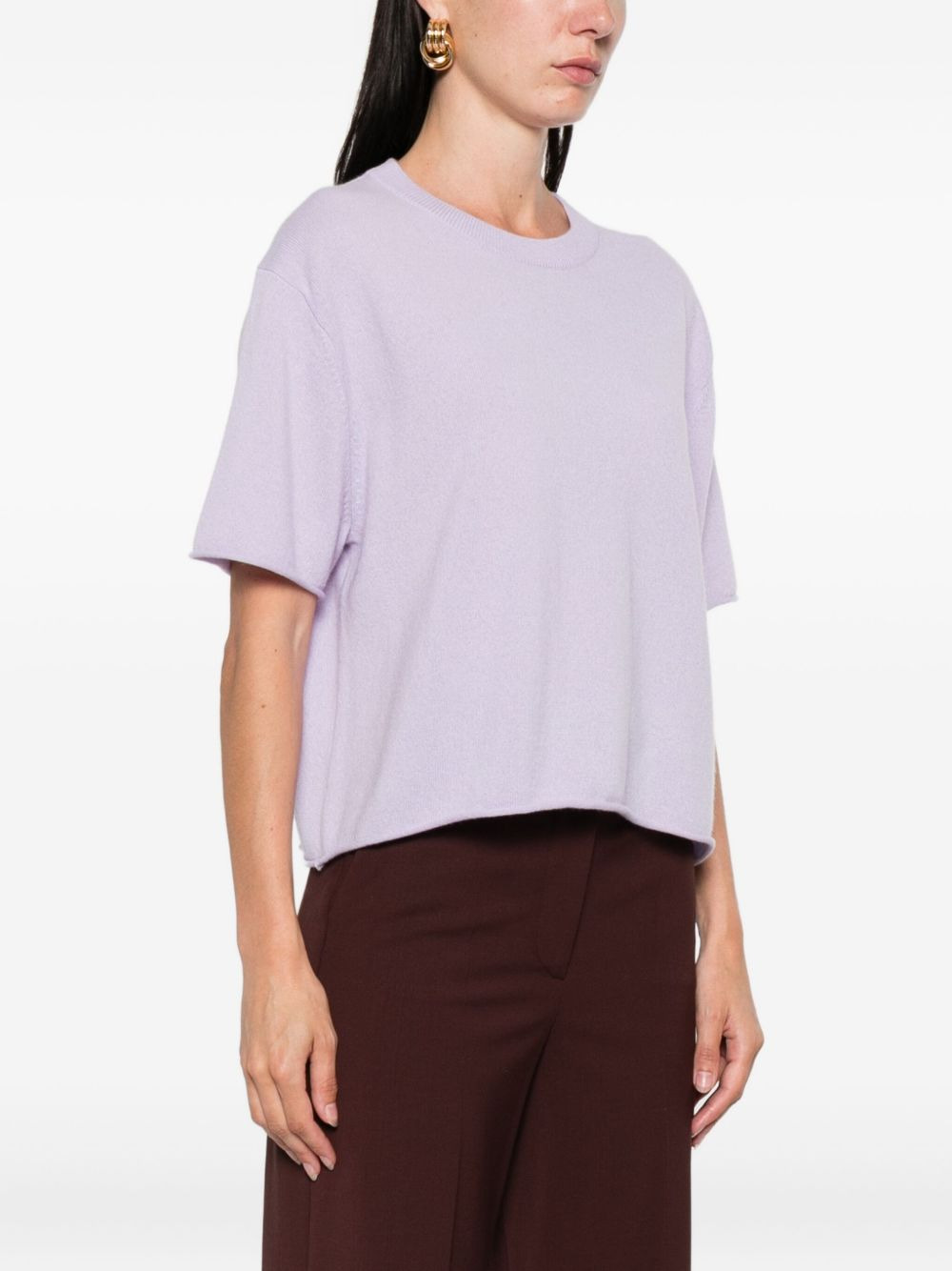 short-sleeve cashmere knit top - 3