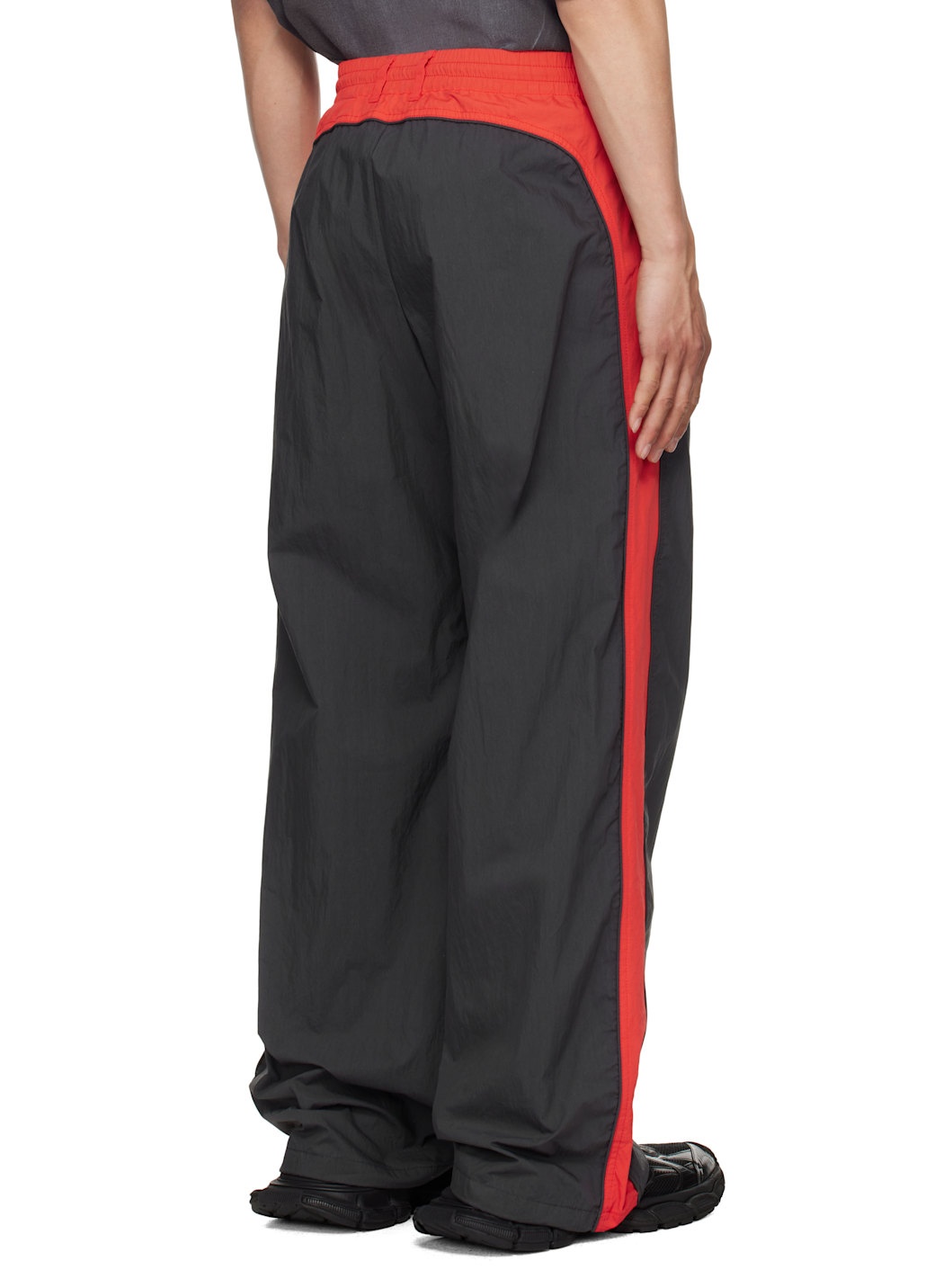 Gray & Red Selldone Colorblock Trousers - 3