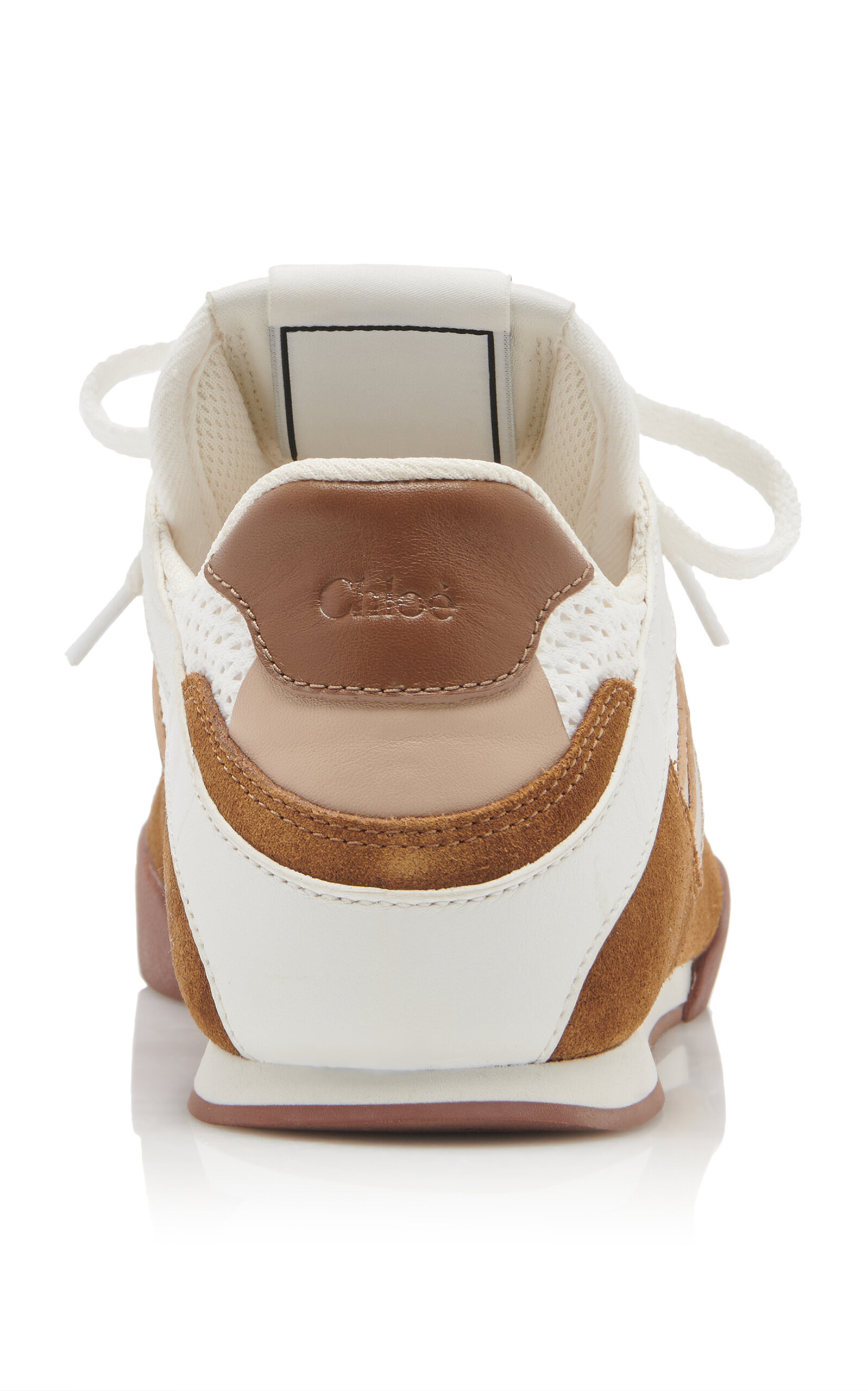 Low-Top Leather-Mesh Sneakers tan - 4