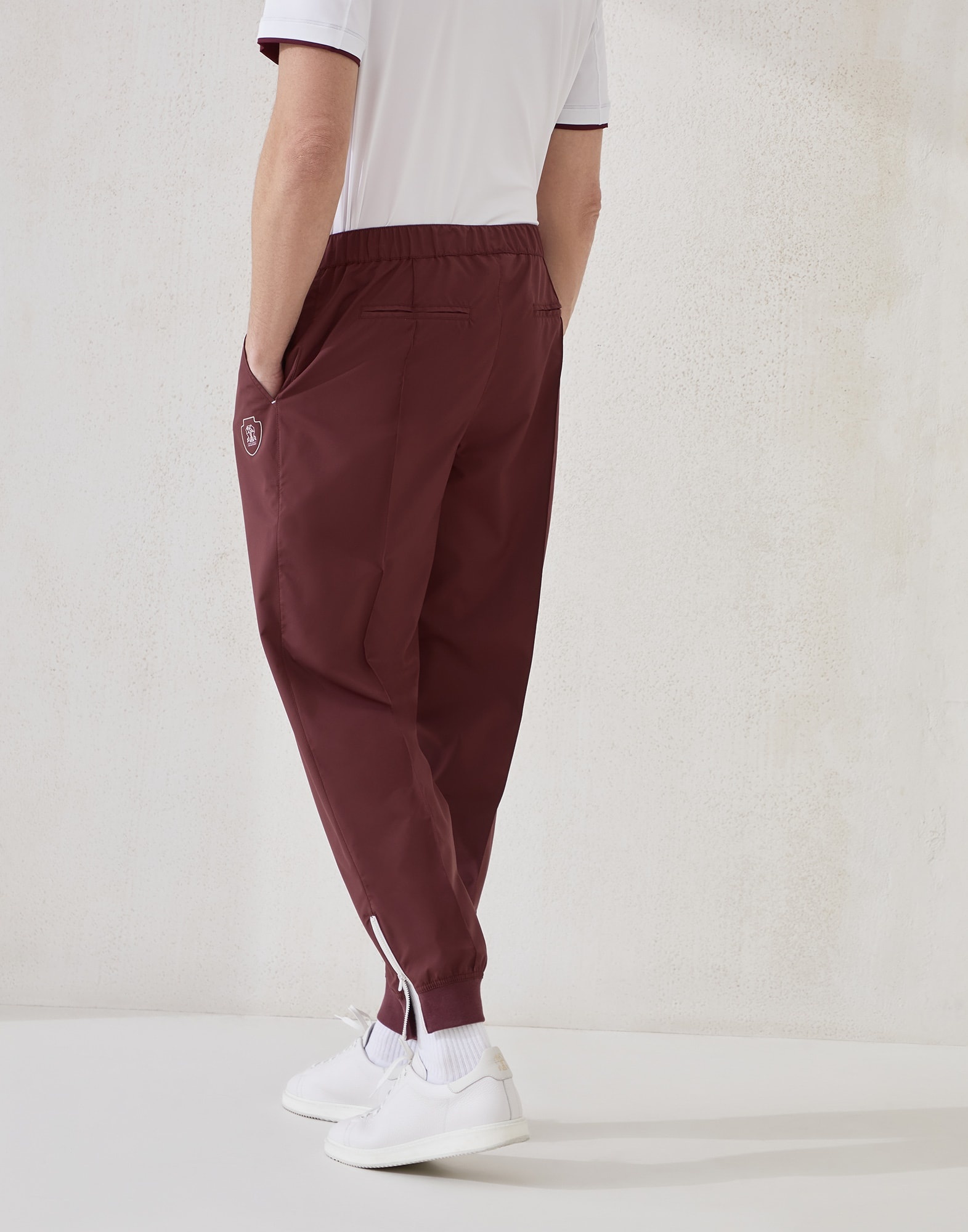 Nylon trousers with tabbed waistband, Crête detail and elasticated zipper cuffs - 2