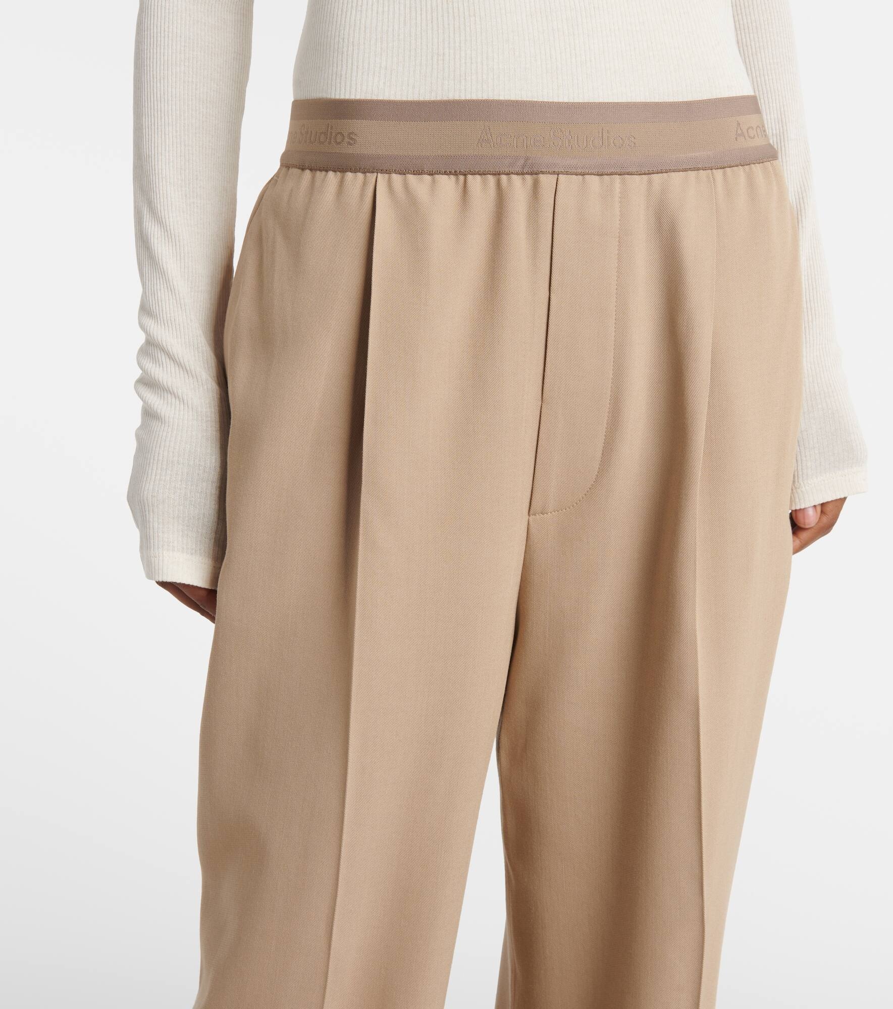 Logo twill wide-leg pants - 4