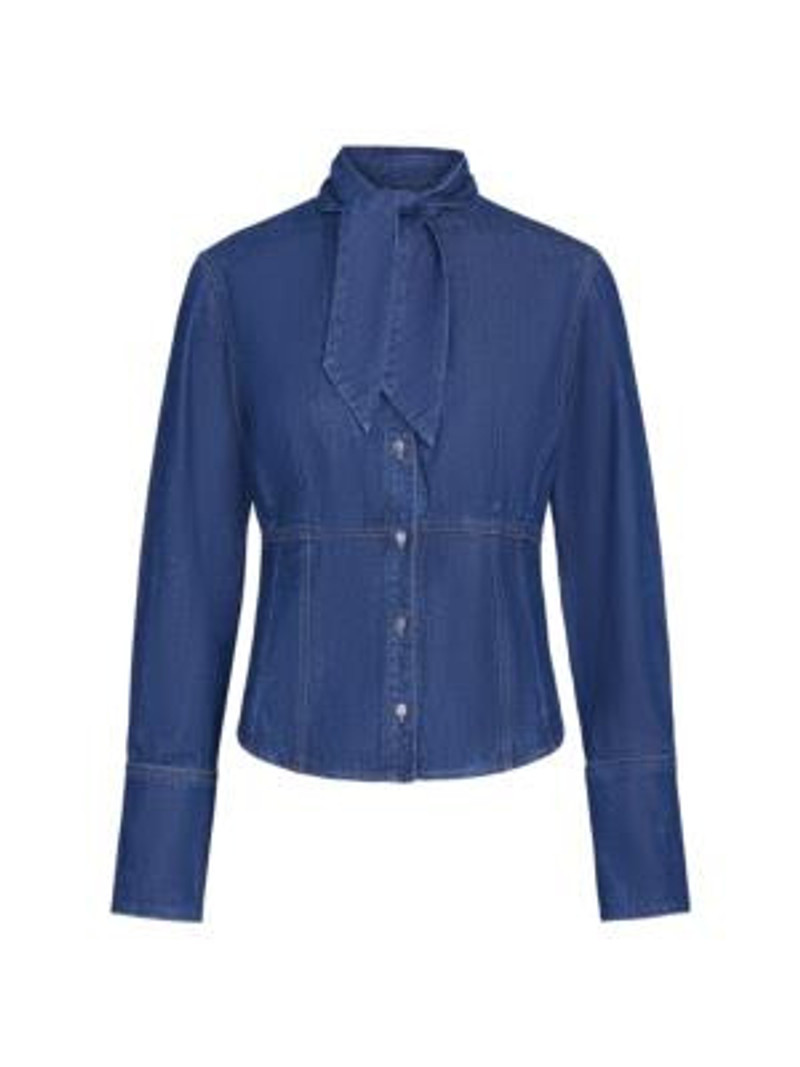 Women's Fifis Tailored Tie-Neck Denim Shirt - Dark Stone 1
