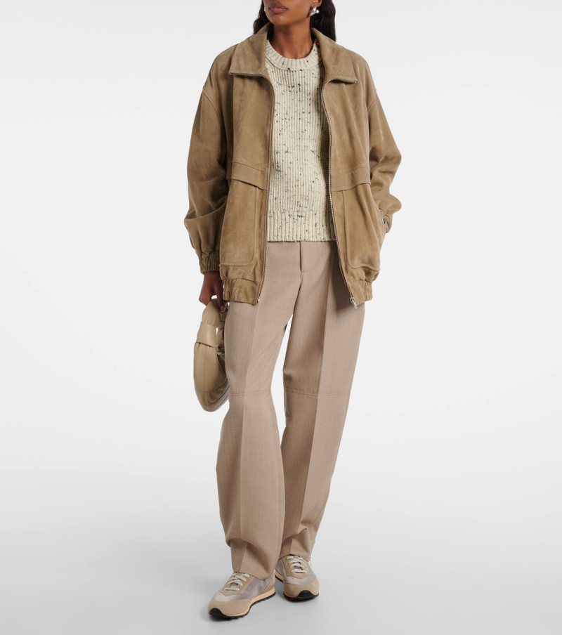 LE MONDE BÉRYL Slim Runner velvet and suede sneakers outlook