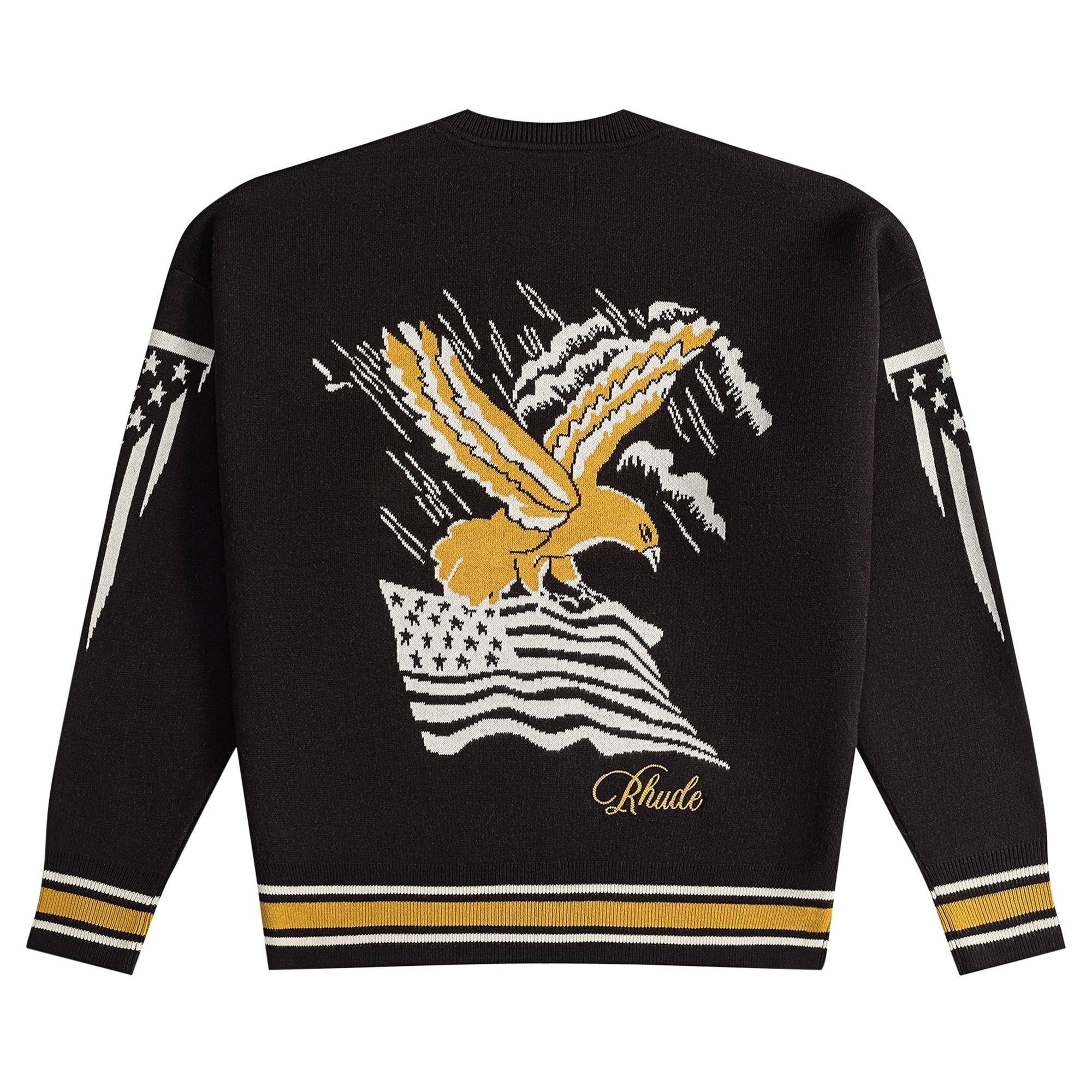 Rhude Eagle Souvenir Knit Crewneck 'Black/Yellow/Cream' - 2