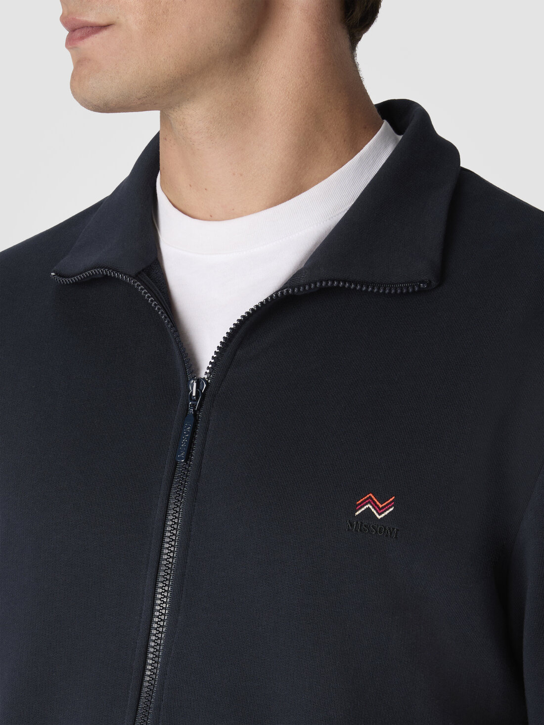 Zip-up high-neck sweatshirt with knit embroidery and logo - 5