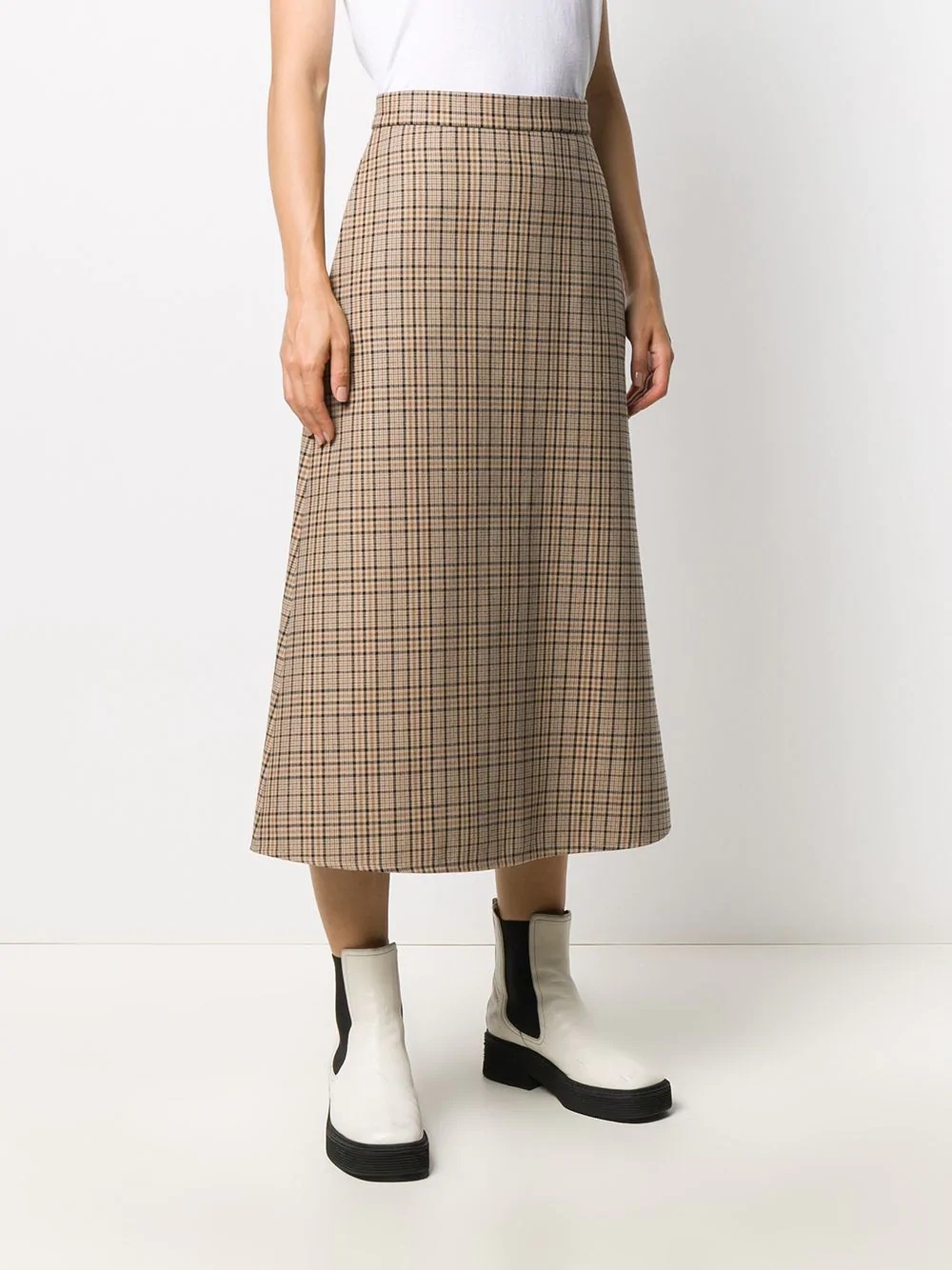 plaid check A-line skirt - 3