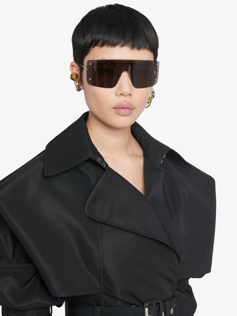 Spike Studs Mask Sunglasses in Smoke/silver - 2