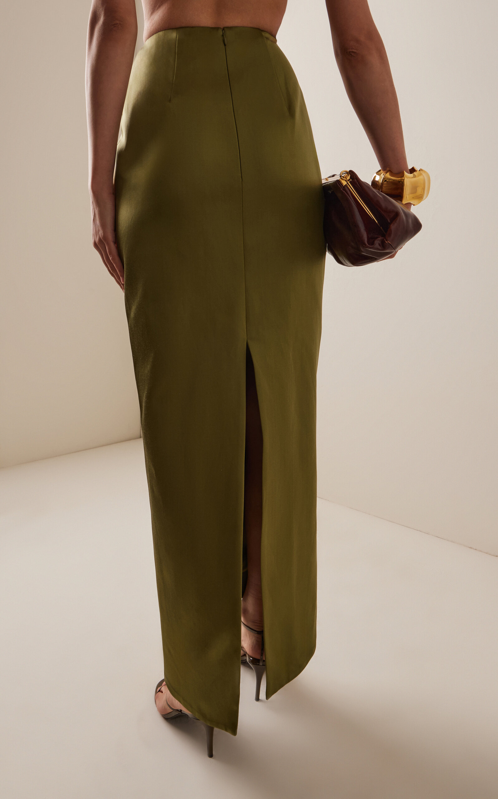 Wasp Cotton-Silk Midi Skirt green - 4