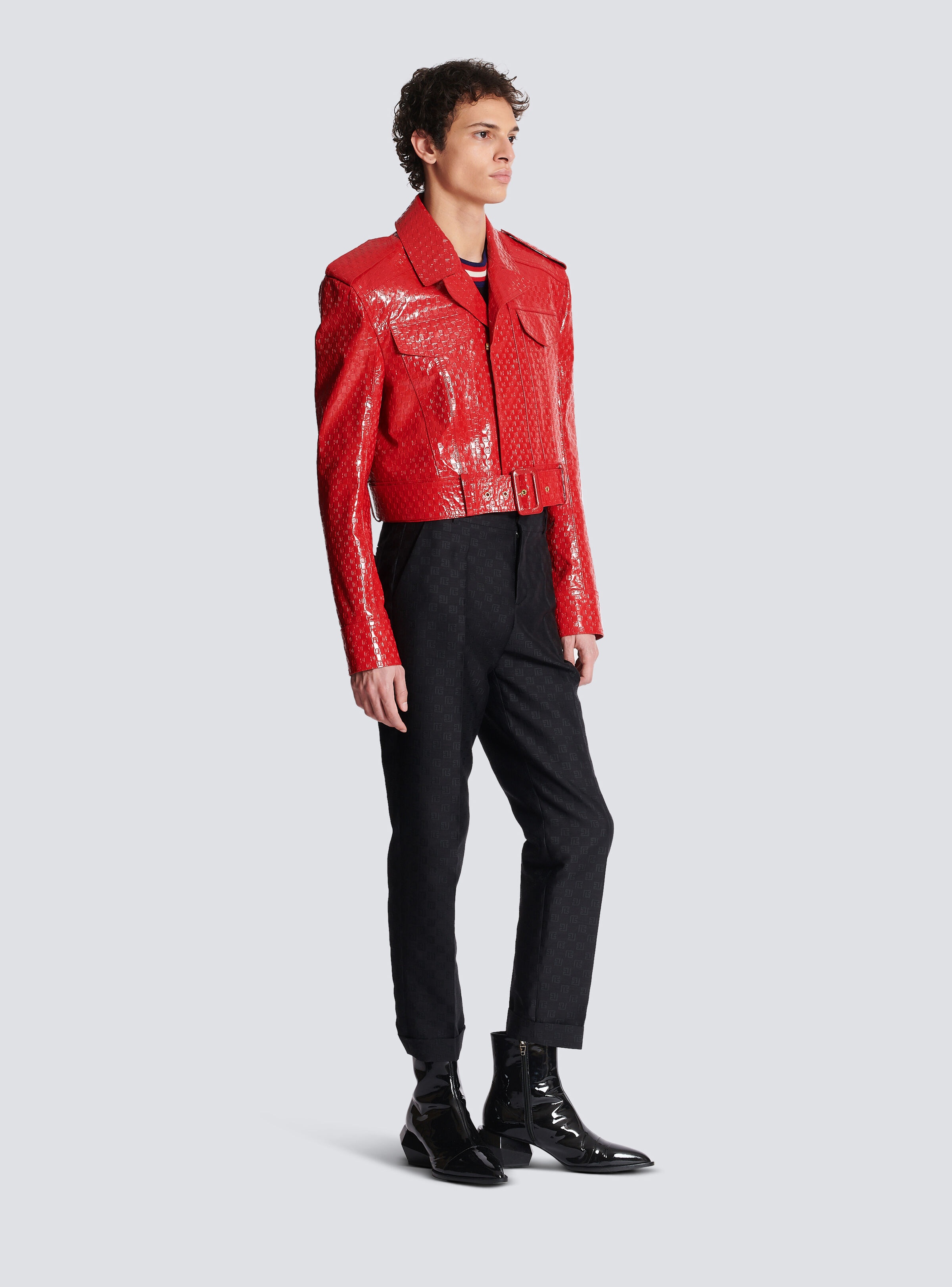 Patent leather mini monogram jacket - 3