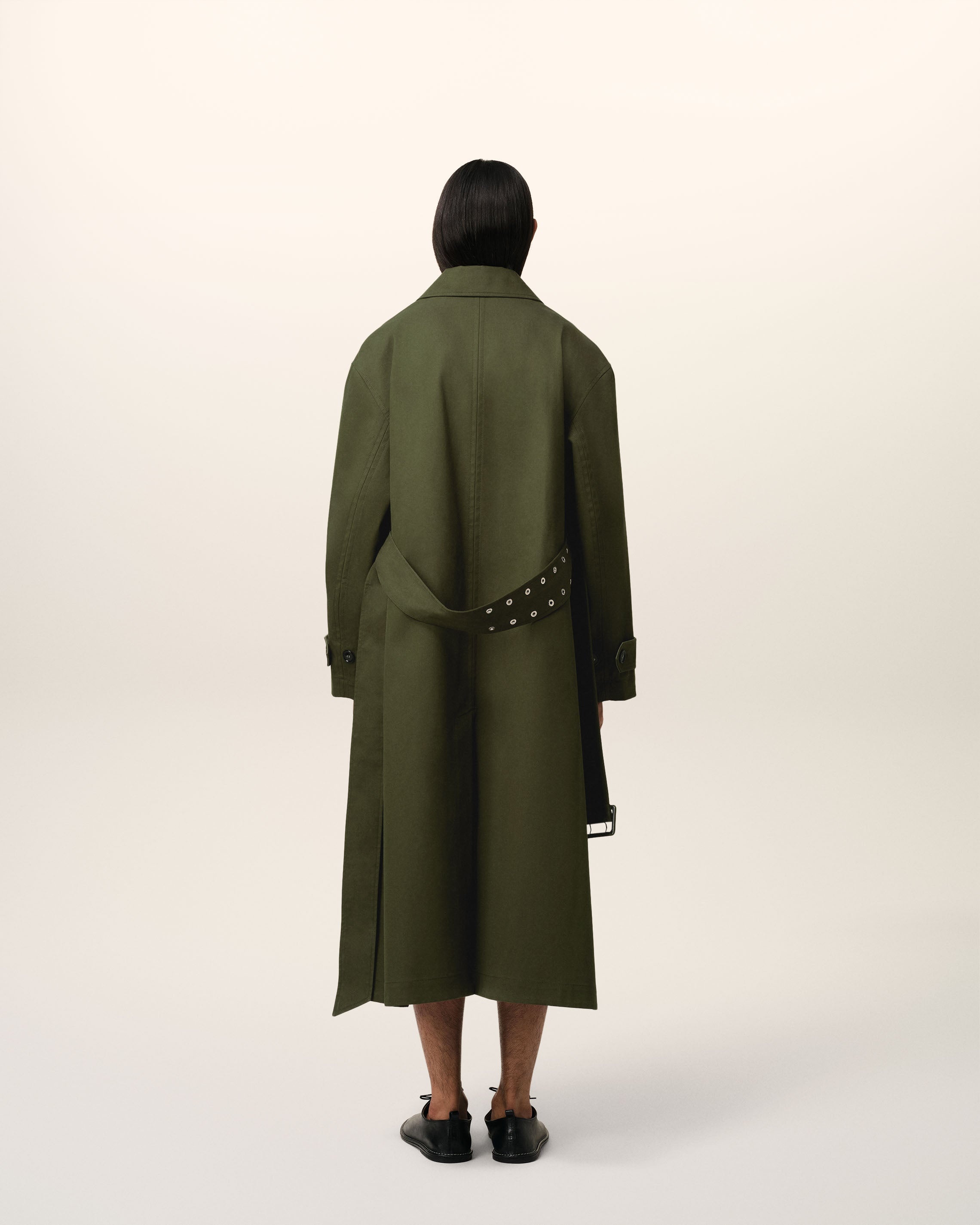 【関税込み】AMI Paris グリーン Belted Mac コットン コート AMI Paris GREEN COTTON BELTED MAC | REVERSIBLE