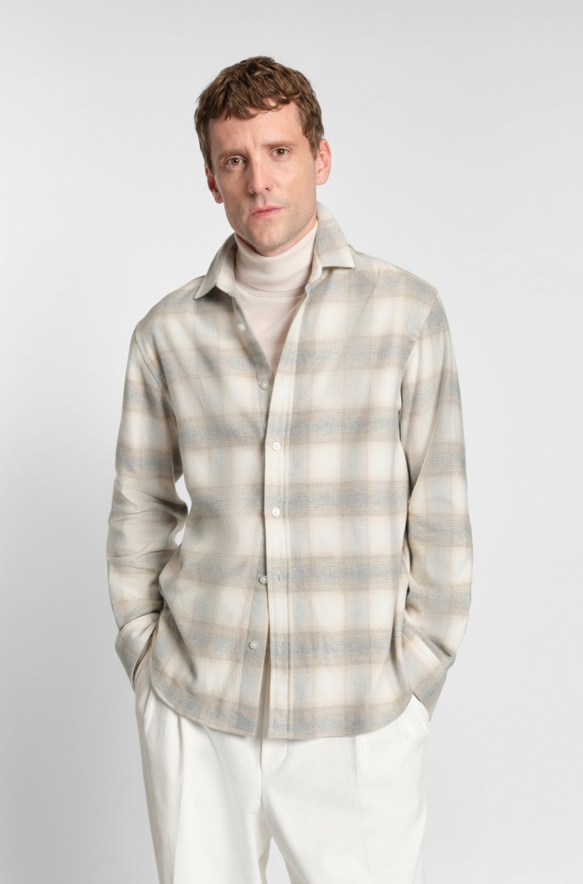 SLIM-FIT SHIRT IN CHECKED COTTON FLANNEL - 2