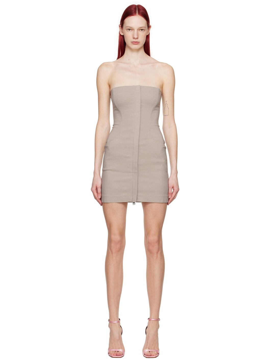 Taupe Tailored Minidress - 1