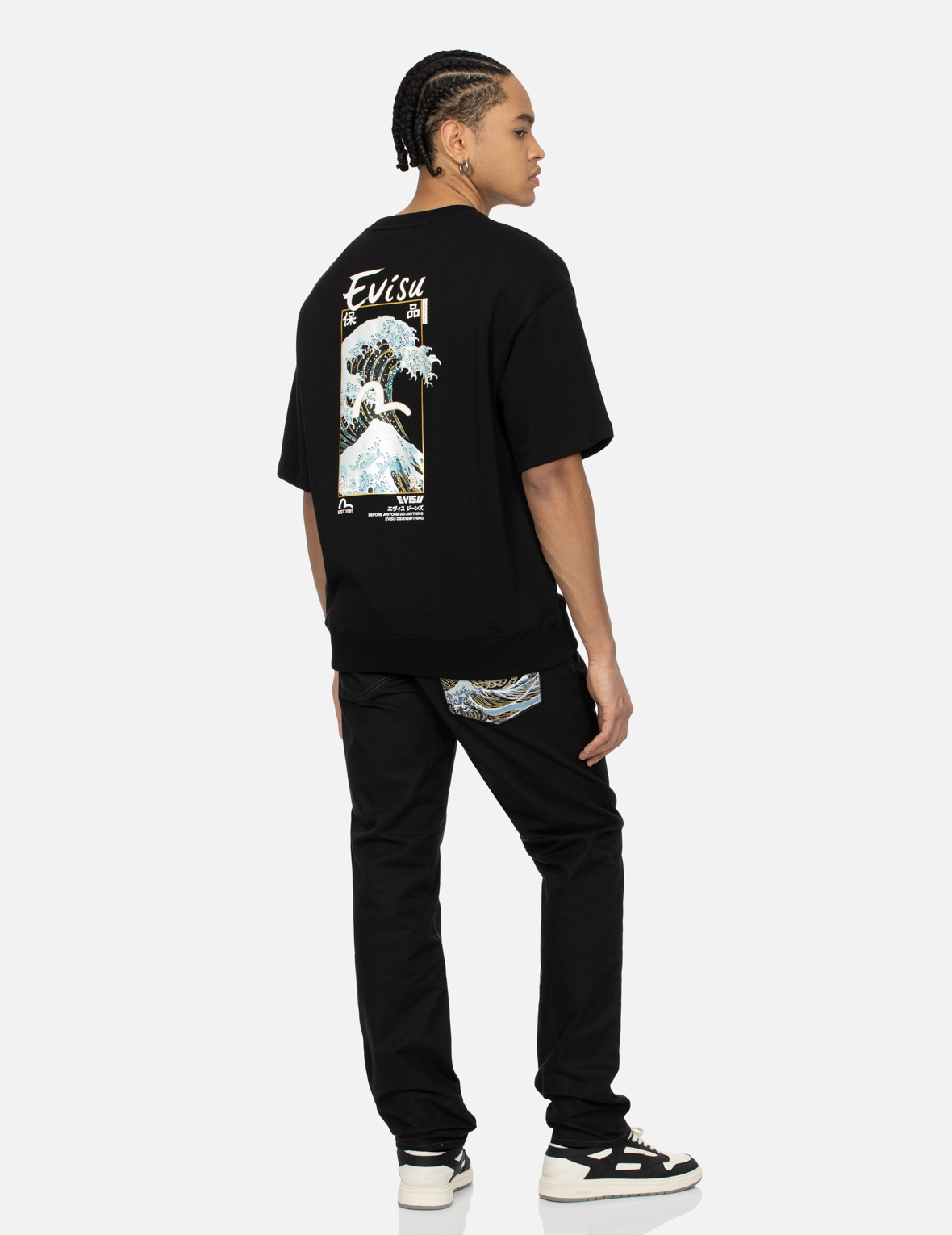SEAGULL AND THE GREAT WAVE EMBROIDERY TAPER PANTS - 3