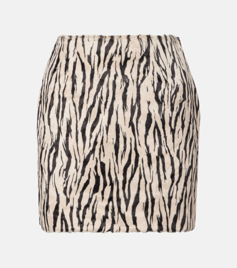Printed faux fur miniskirt 1