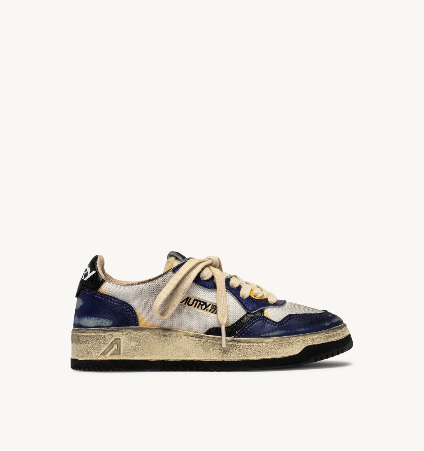 MEDALIST LOW SUPER VINTAGE SNEAKERS IN WHITE AND TANZANITE LEATHER AND DRAGON MESH - 1