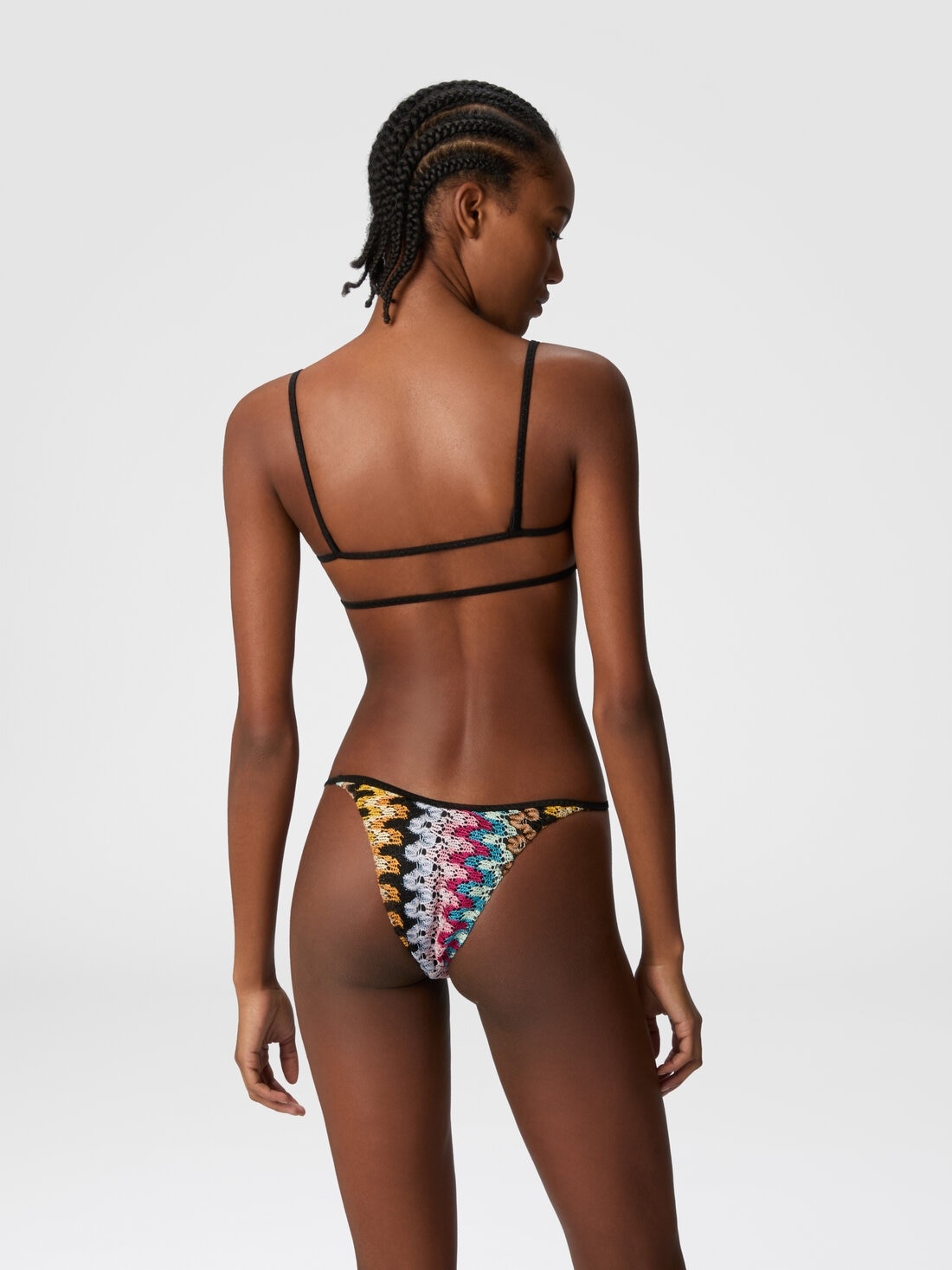 Bandeau bikini in lamé viscose lace - 3