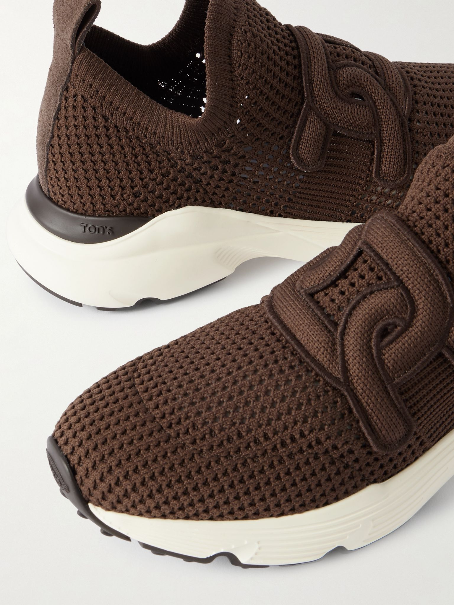 Stretch-knit slip-on sneakers Dark brown - 4