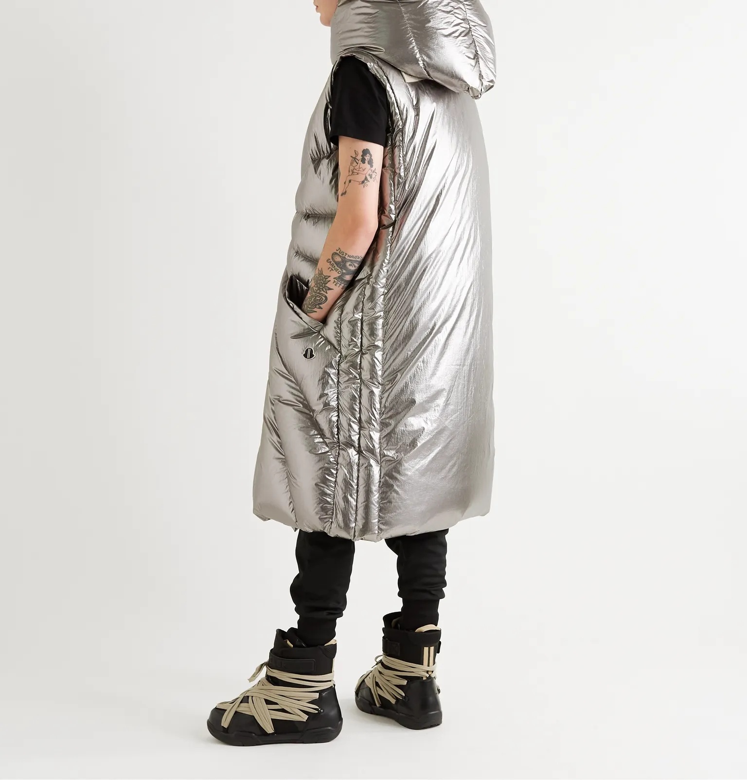 + Moncler Porterville Oversized Logo-Appliquéd Hooded Metallic Shell Down Gilet - 4