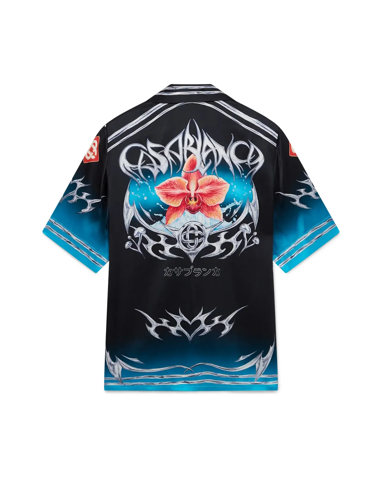 Blades Short Sleeve Silk Satin Shirt | Casablanca Paris - 1