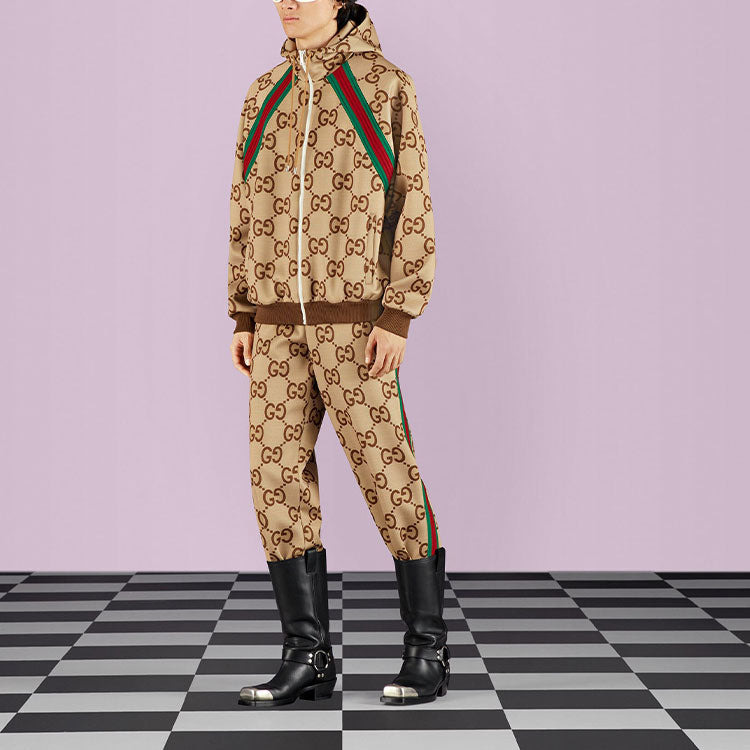 Gucci Jumbo GG Zip Jacket With Web 'Beige Ebony' 713974-XJETI-2270 - 2