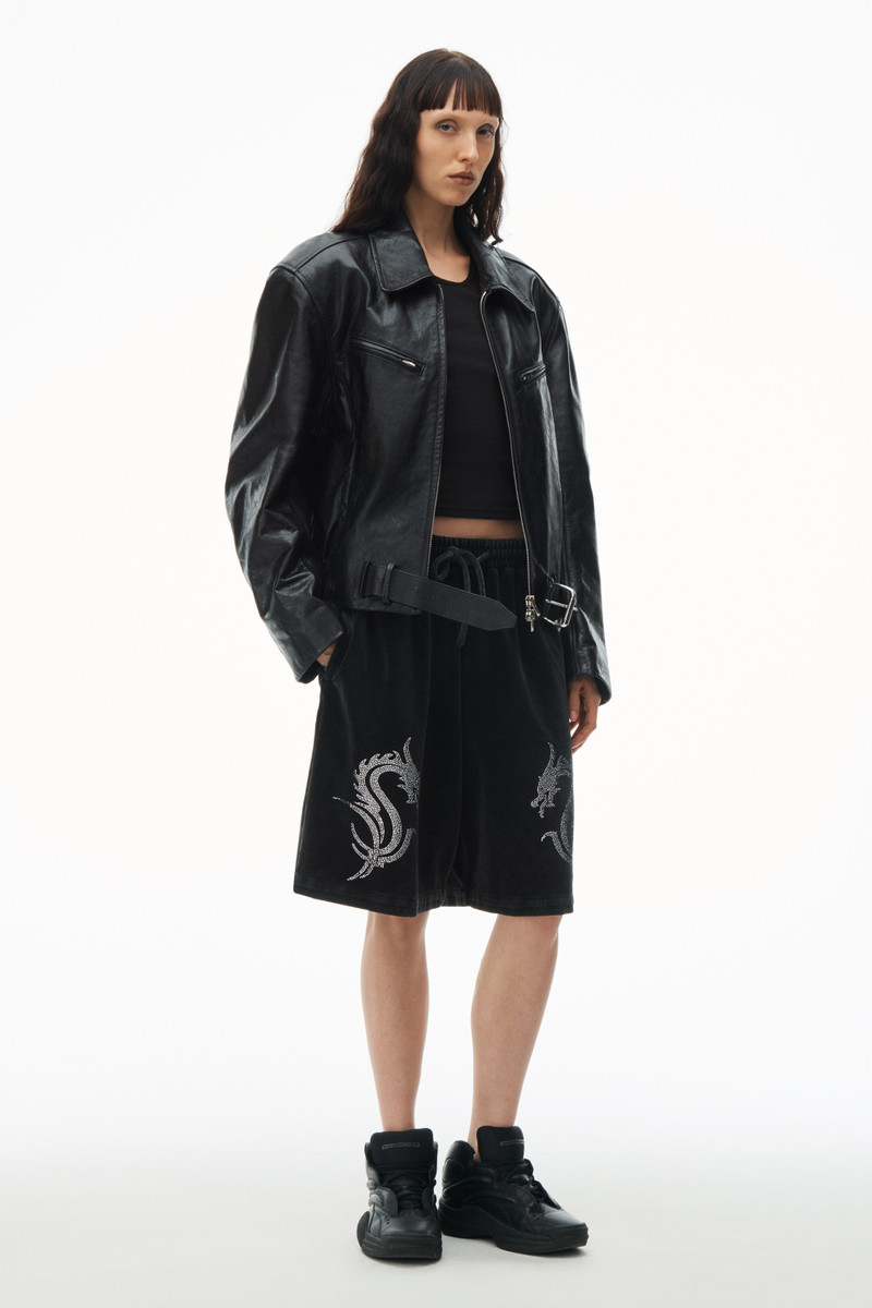 Alexander Wang dragon crystal hotfix boxer short in velour outlook