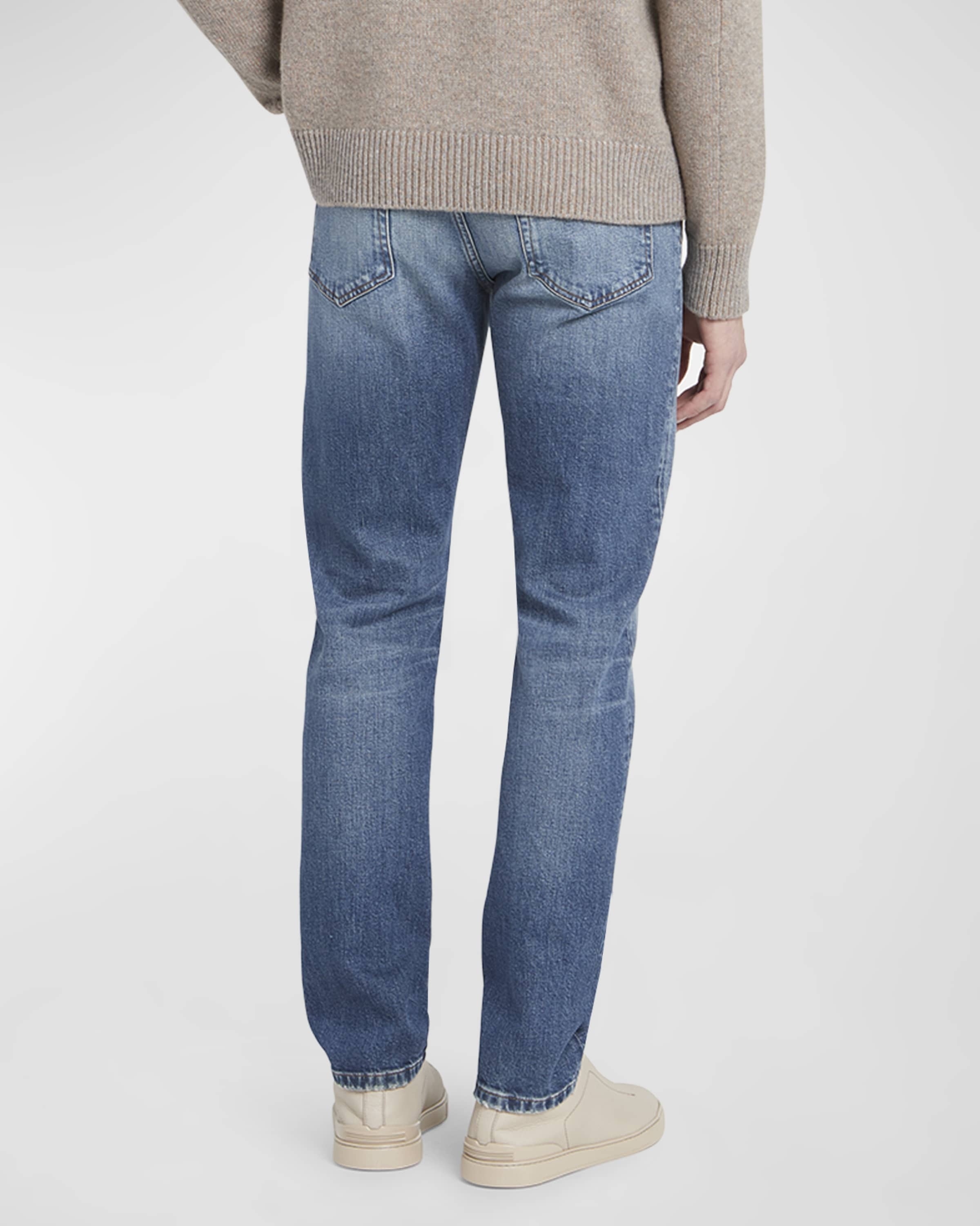 Men's Washed Denim Straight Leg Jeans - 4